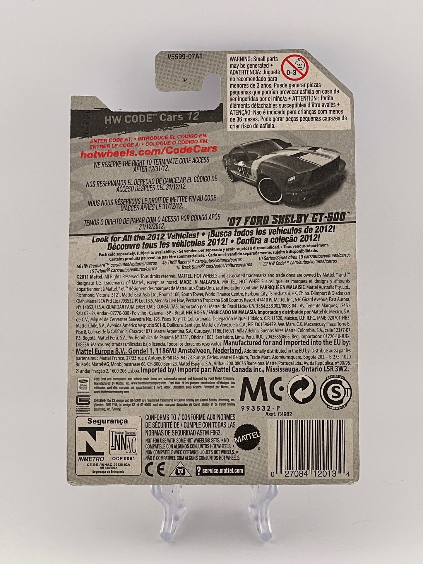 Hot Wheels Mainline '07 Ford Shelby GT-500 HW Code Cars 12 6/22