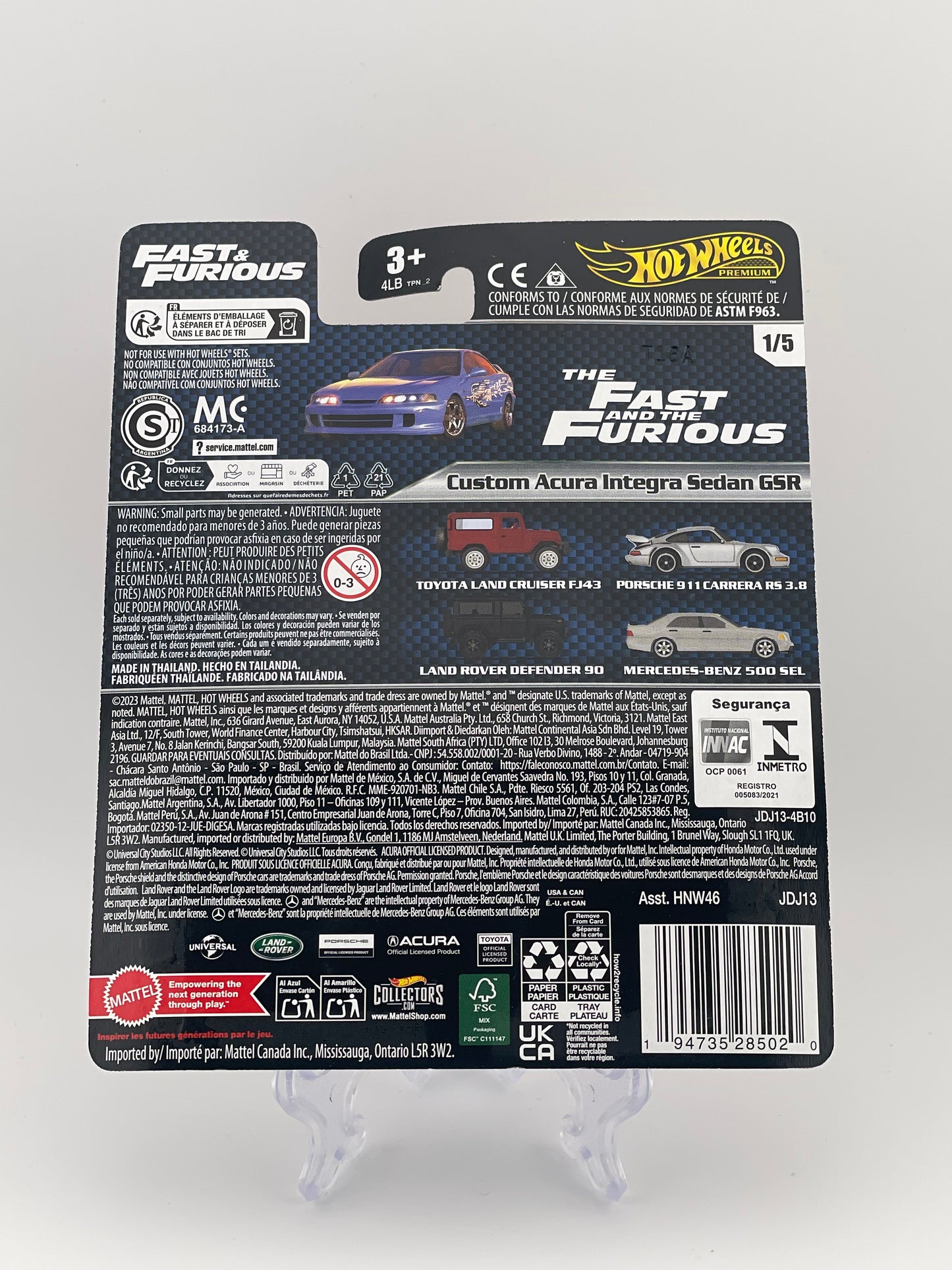 Hot Wheels Premium Fast & Furious 1/5 Custom Acura Integra Sedan GSR - !!2024 VERSION!!