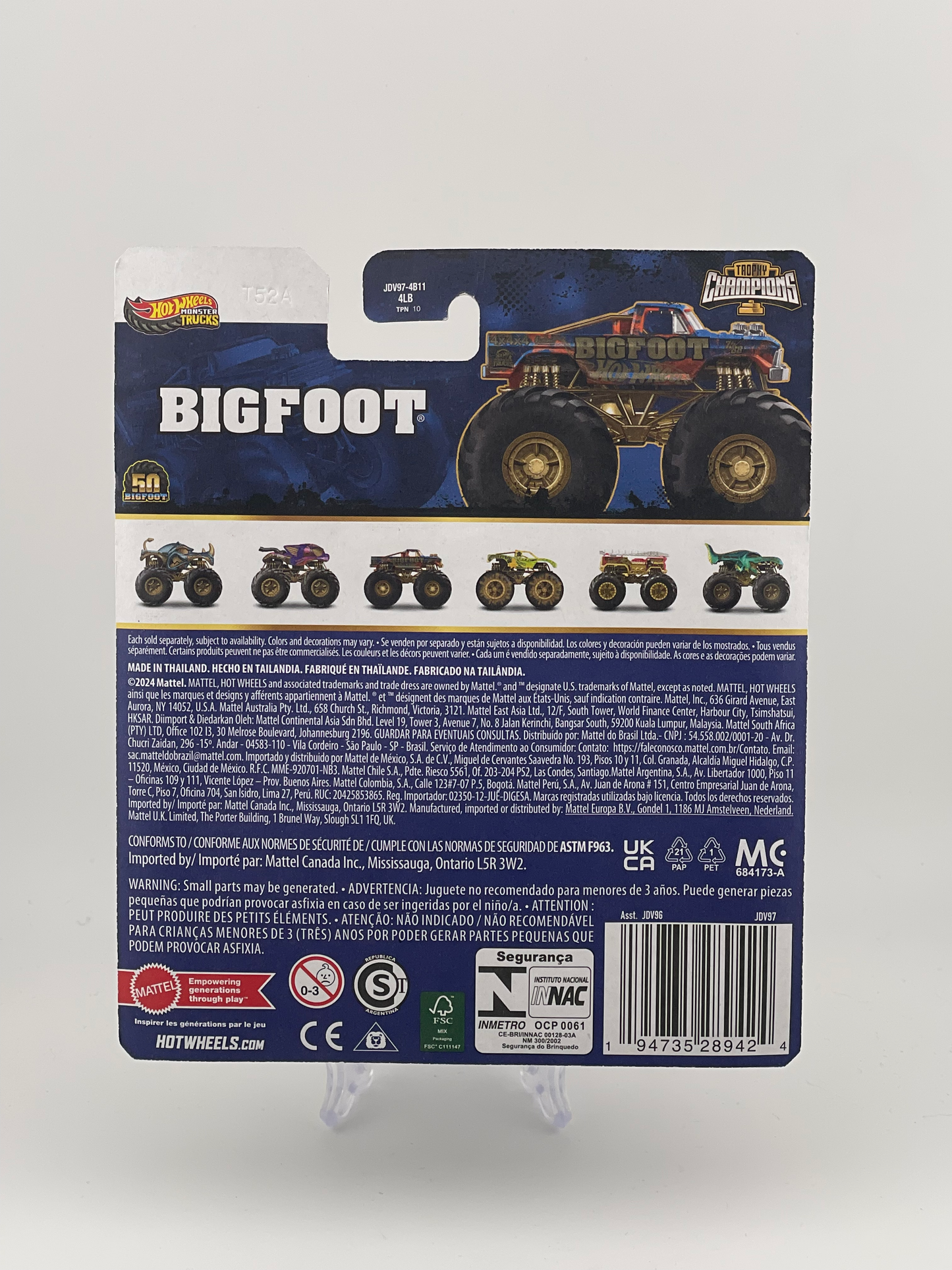 Hot Wheels Monster Trucks Trophy Champions Bigfoot 50 Years