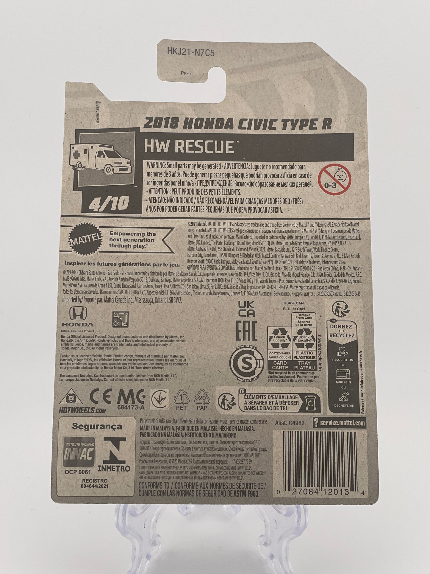 Hot Wheels Mainline 2018 Honda Civic Type R HW Rescue 4/10