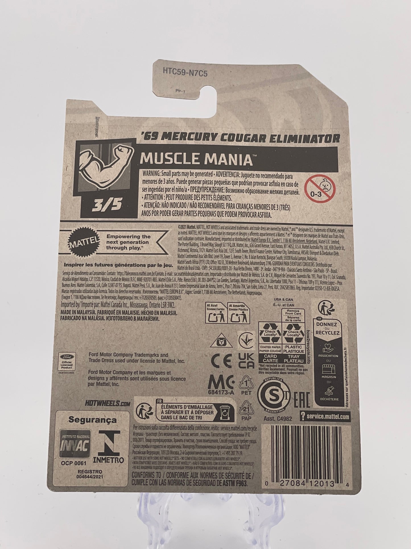 Hot Wheels Mainline '69 Mercury Cougar Eliminator Muscle Mania 3/5