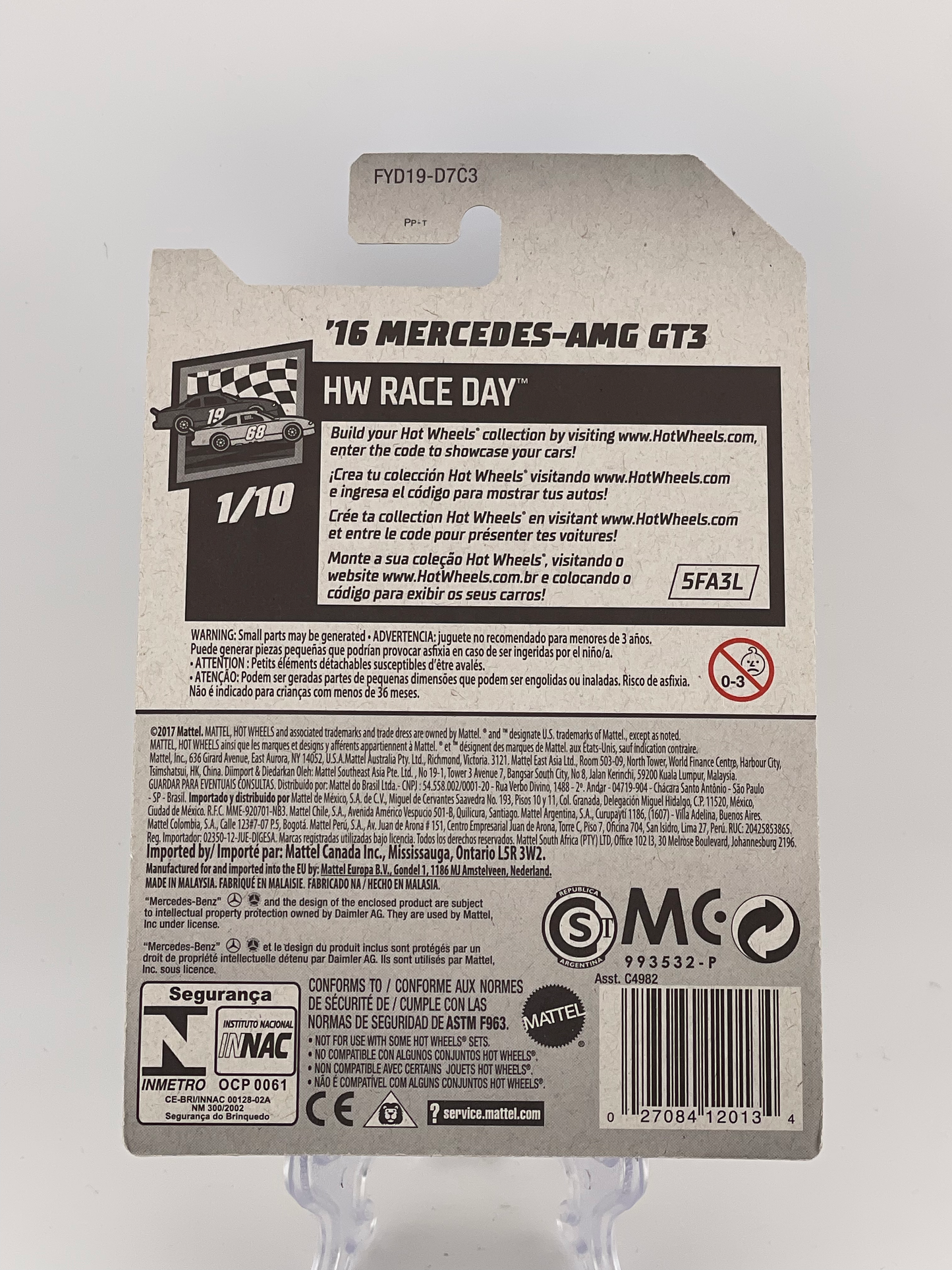 Hot Wheels Mainline '16 Mercedes-AMG GT3 HW Race Day 1/10