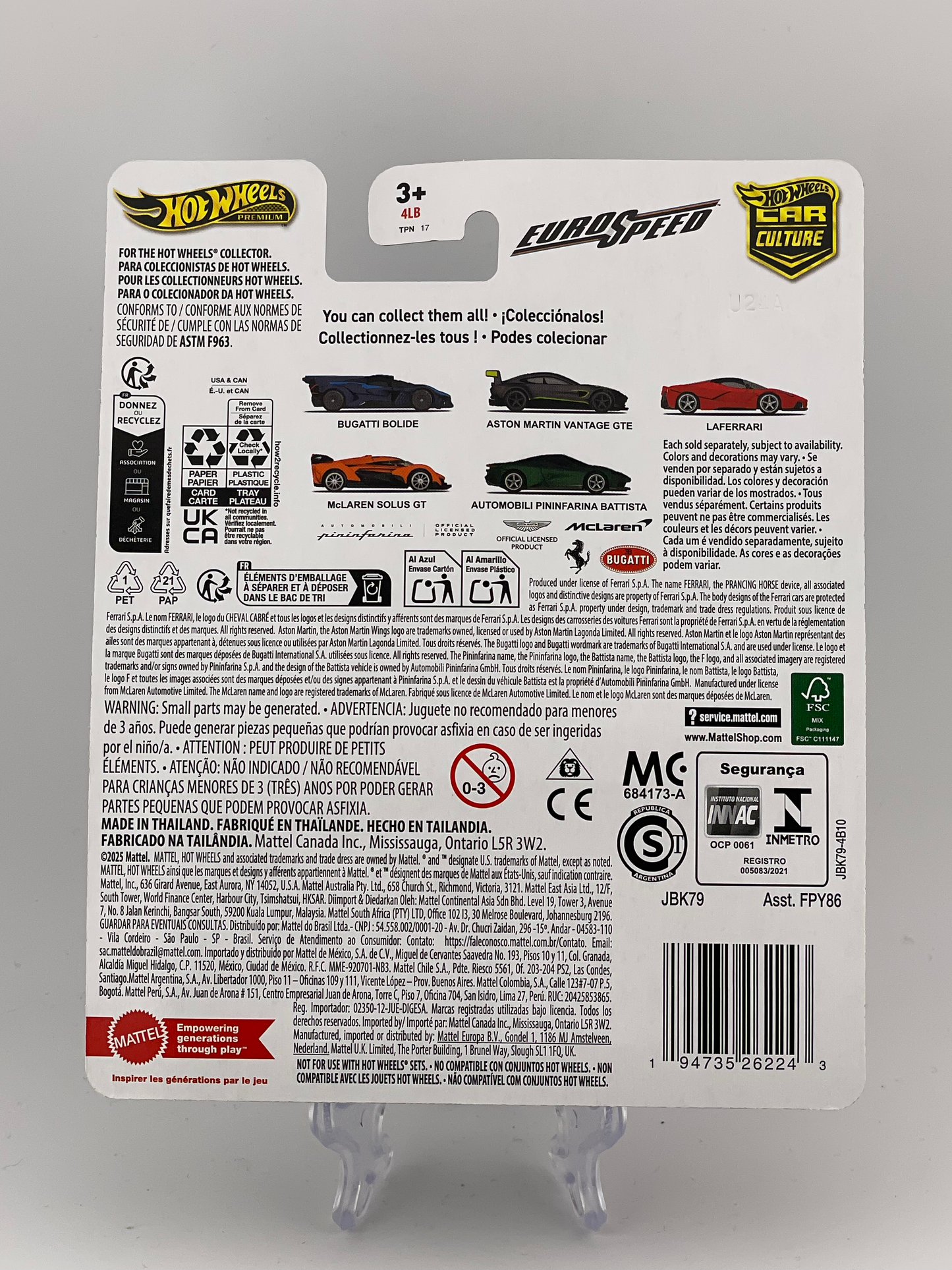 Hot Wheels Premium Car Culture Euro Speed 1/5 Bugatti Bolide