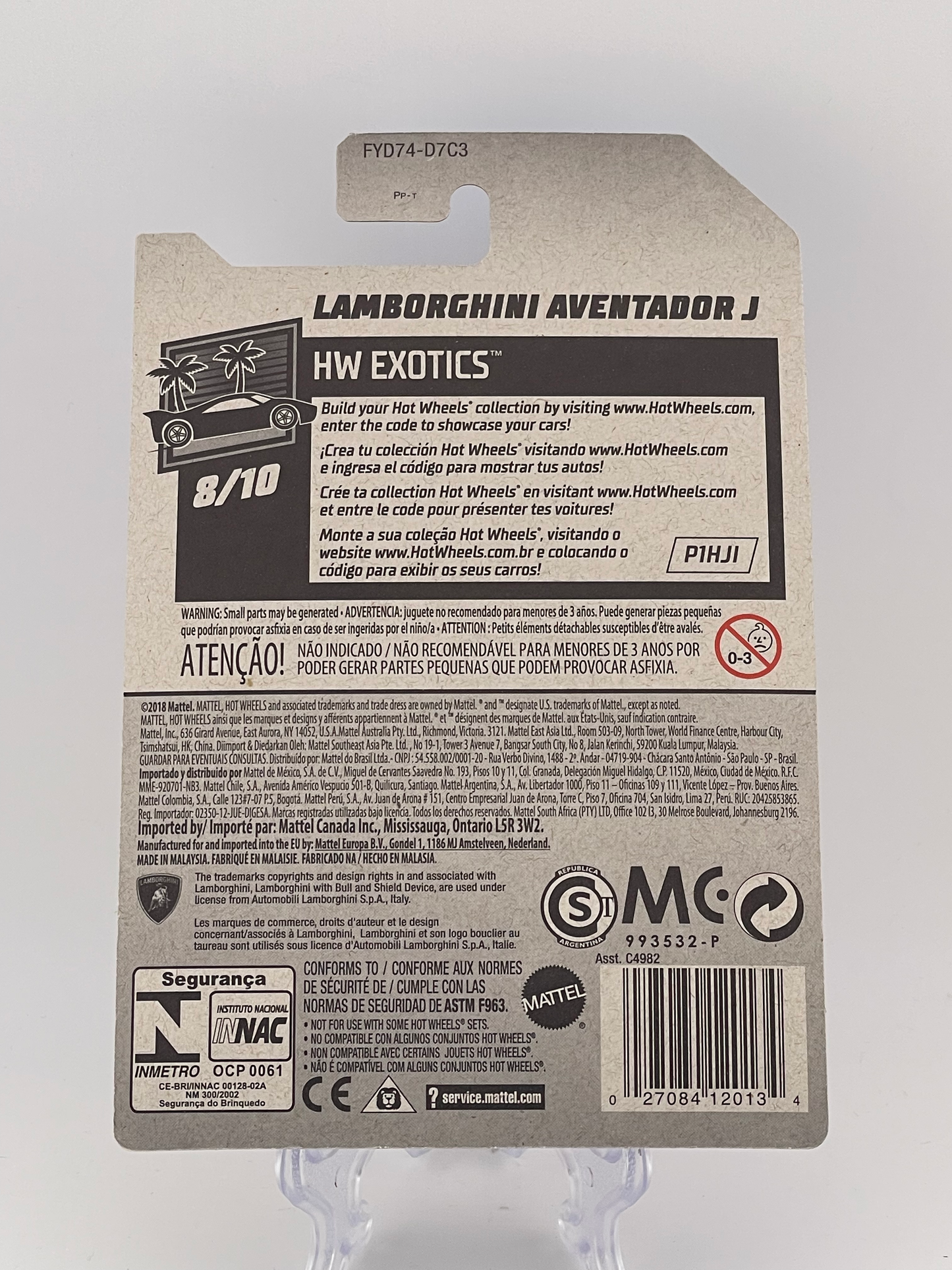 Hot Wheels Mainline Lamborghini Aventador J HW Exotics 8/10