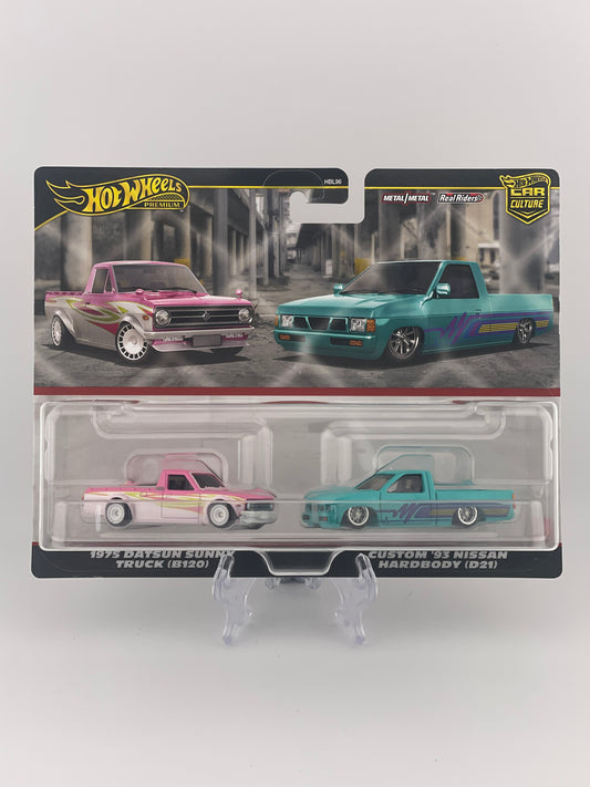 Hot Wheels Premium Car Culture Twin Pack 1975 Datsun Sunny Truck (B120) + Custom '93 Nissan Hardbody (D21)