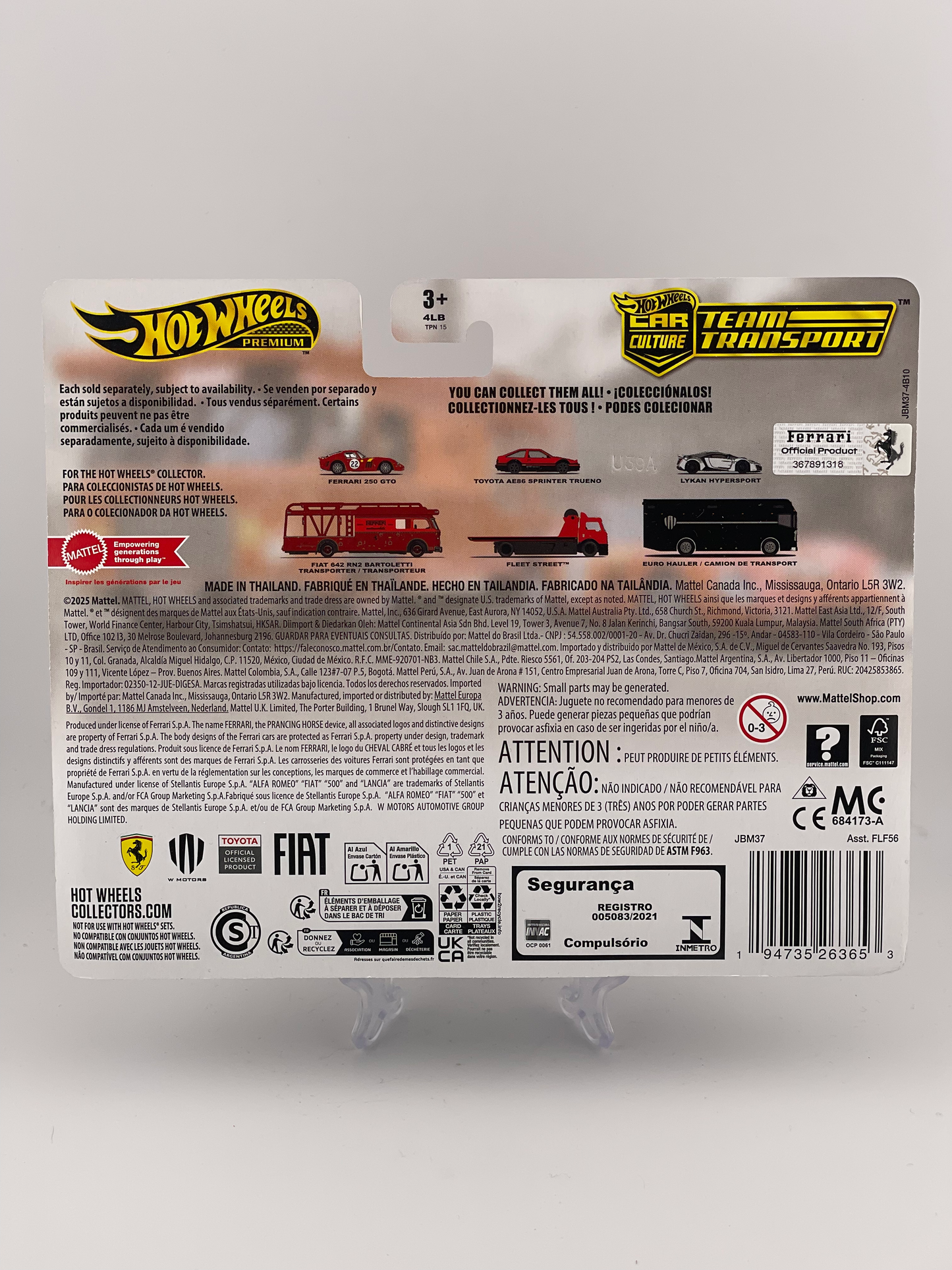 Hot Wheels Premium Car Culture Team Transport #83 Ferrari 250 GTO + Fiat 642 RN2 Bartoletti Transporter