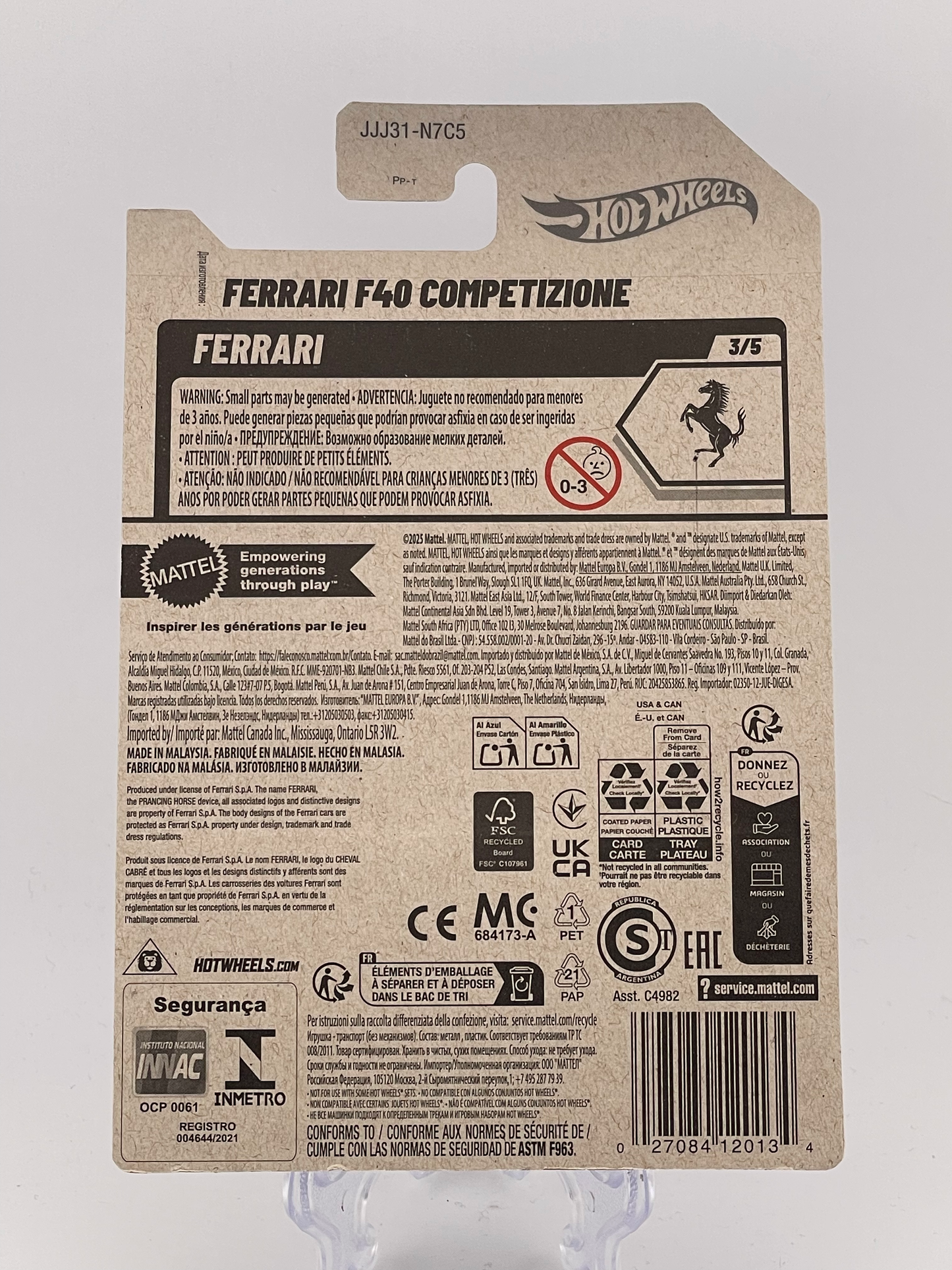 Hot Wheels Mainline Ferrari F40 Competizione Ferrari 3/5