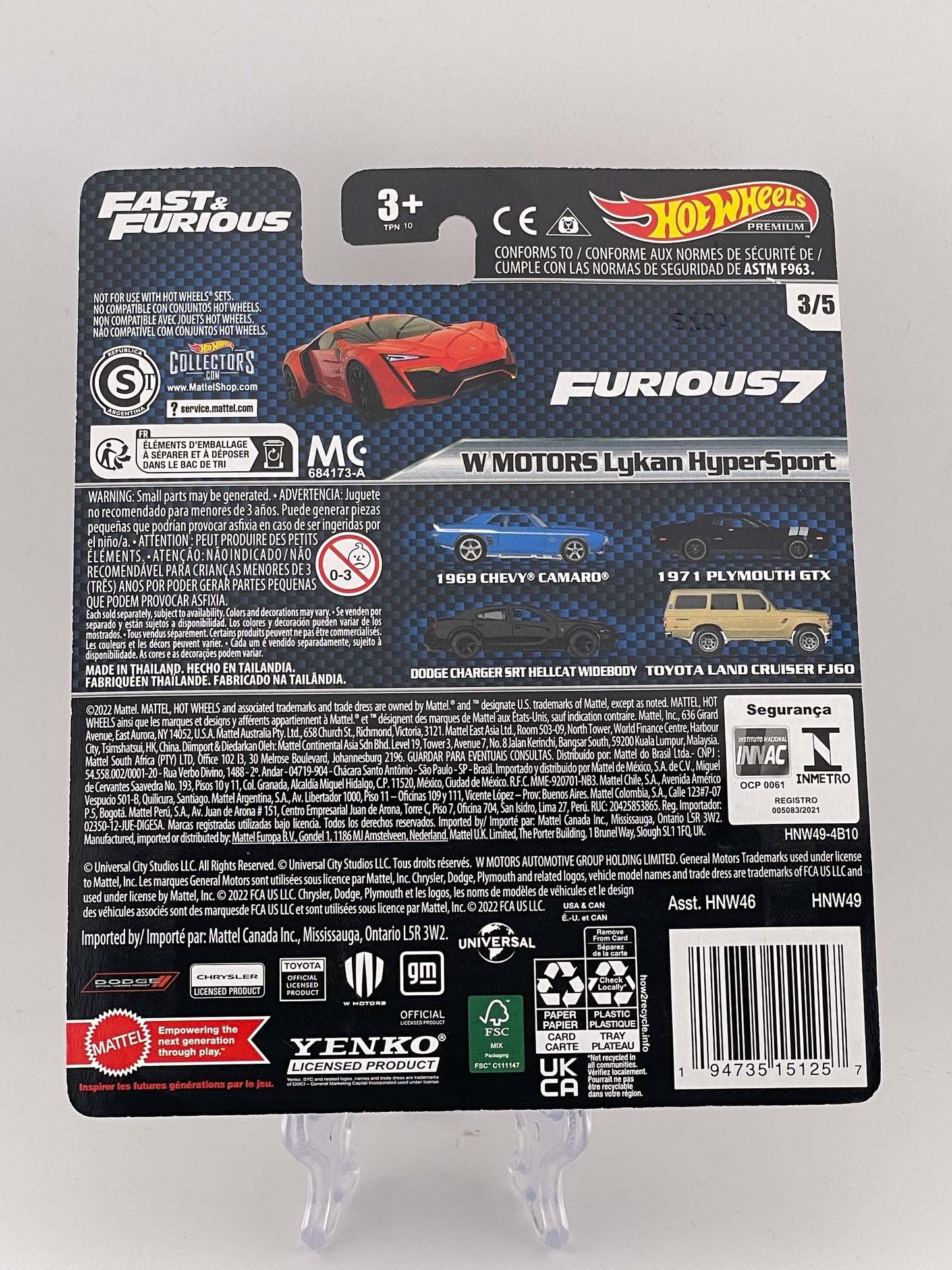 Hot Wheels Premium Fast & Furious 3/5 W Motors Lykan HyperSport