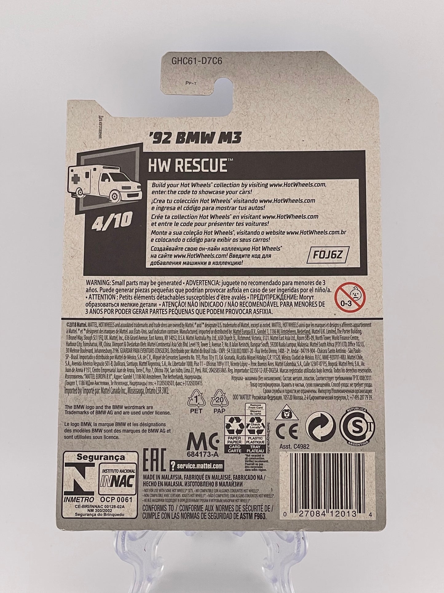 Hot Wheels Mainline '92 BMW M3 HW Rescue 4/10