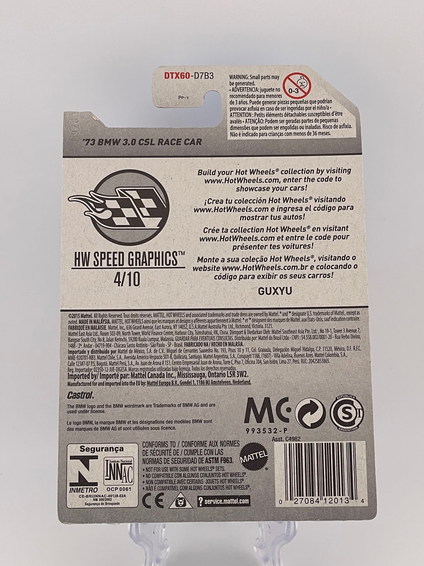 Hot Wheels Mainline '73 BMW 3.0 CSL Race Car HW Speed Graphics 4/10