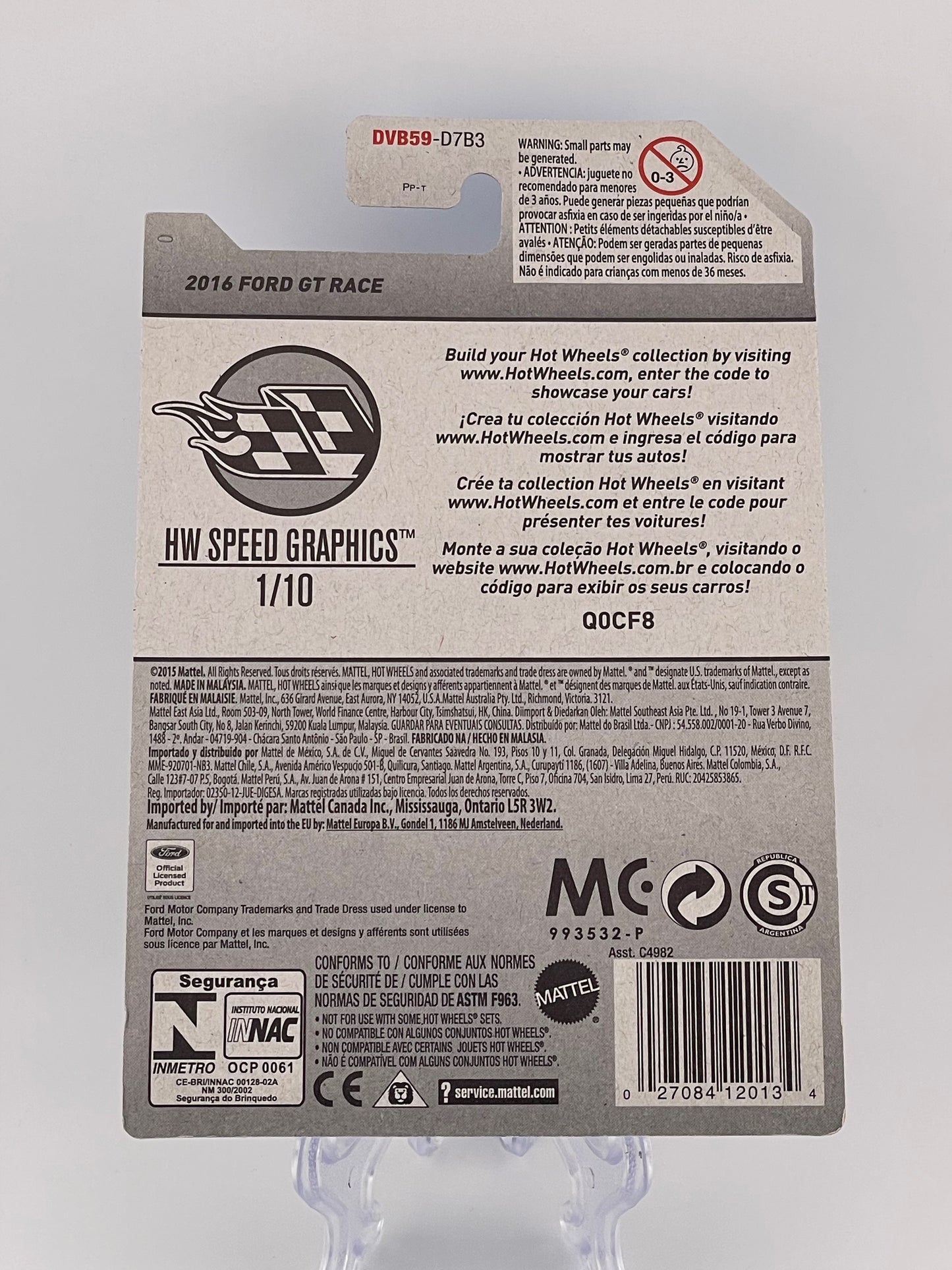 Hot Wheels Mainline 2016 Ford GT Race HW Speed Graphics 1/10