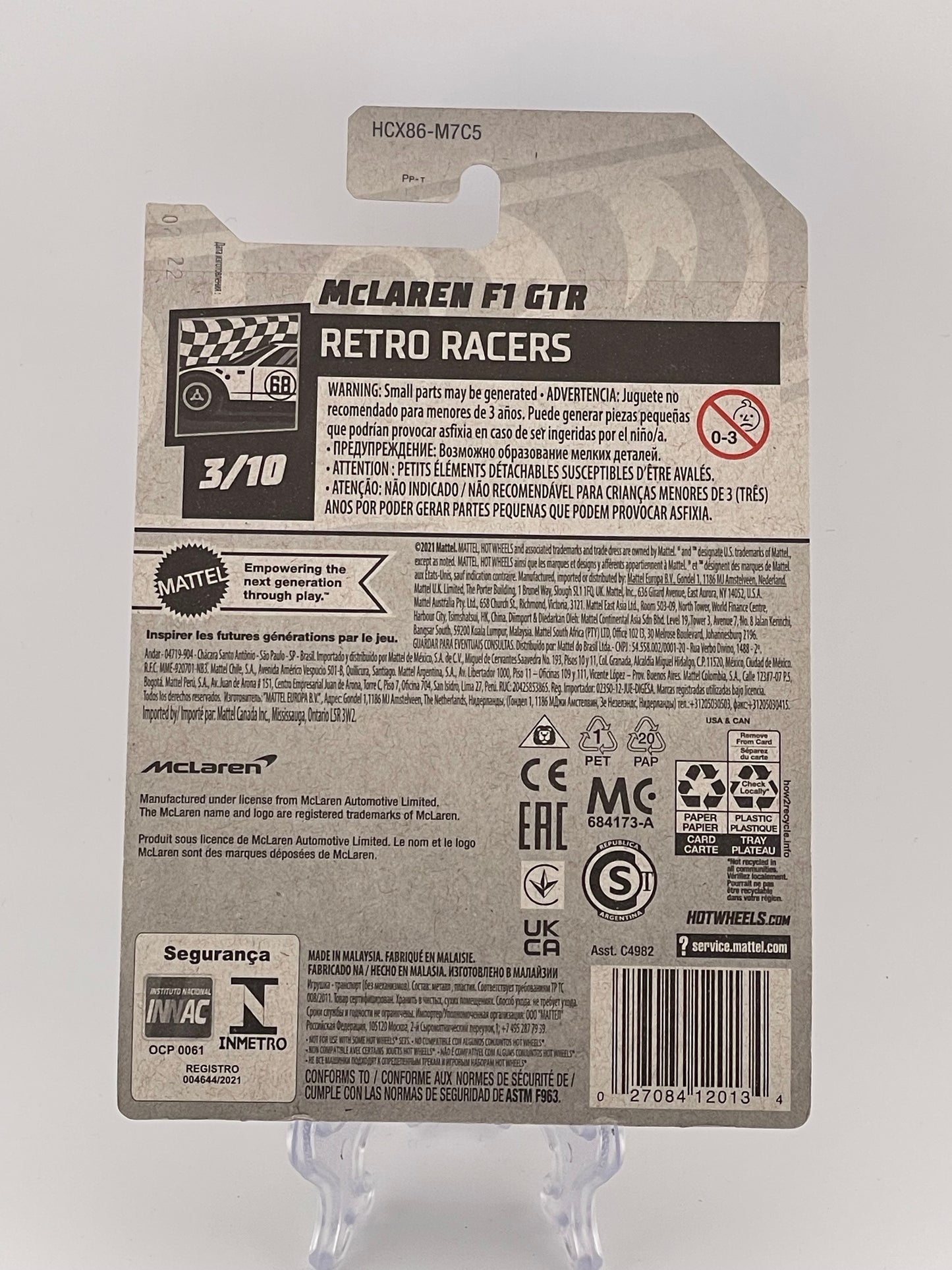 Hot Wheels Mainline McLaren F1 GTR Retro Racers 3/10