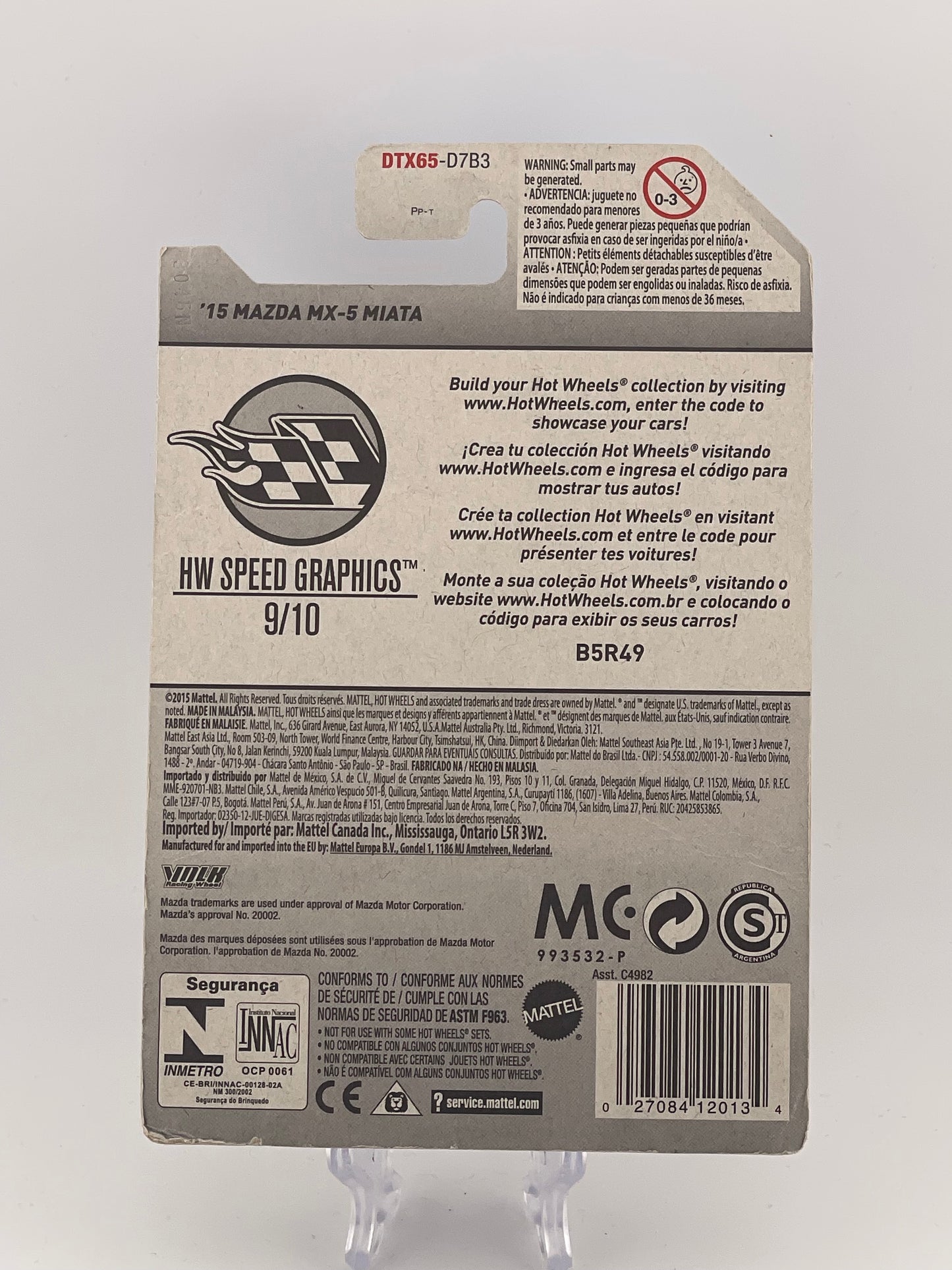 Hot Wheels Mainline '15 Mazda MX-5 Miata HW Speed Graphics 9/10 *Check Description*