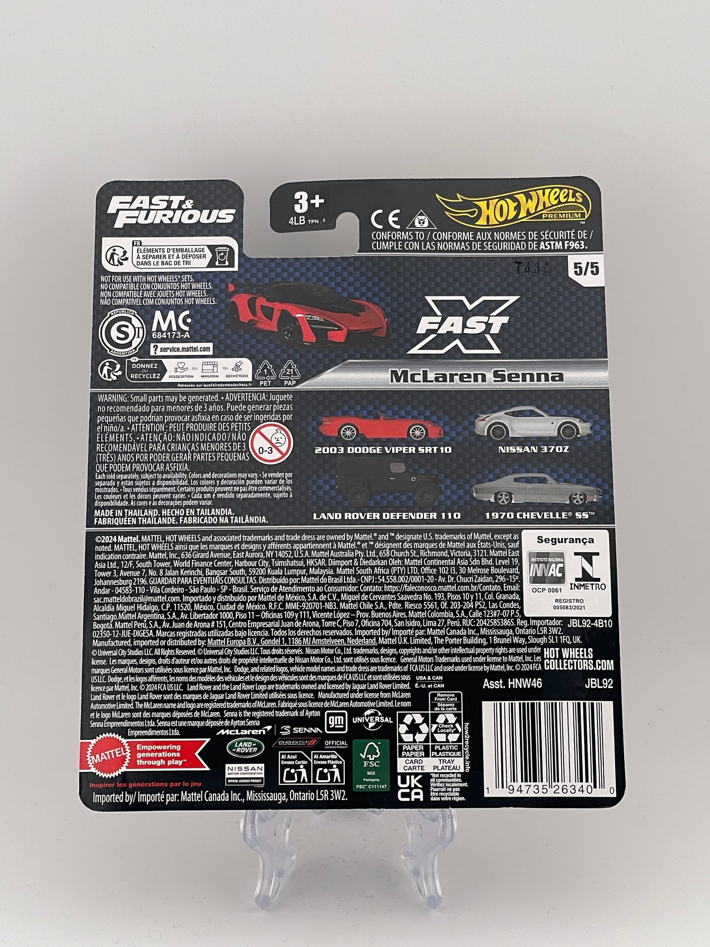 Hot Wheels Premium Fast & Furious 5/5 McLaren Senna