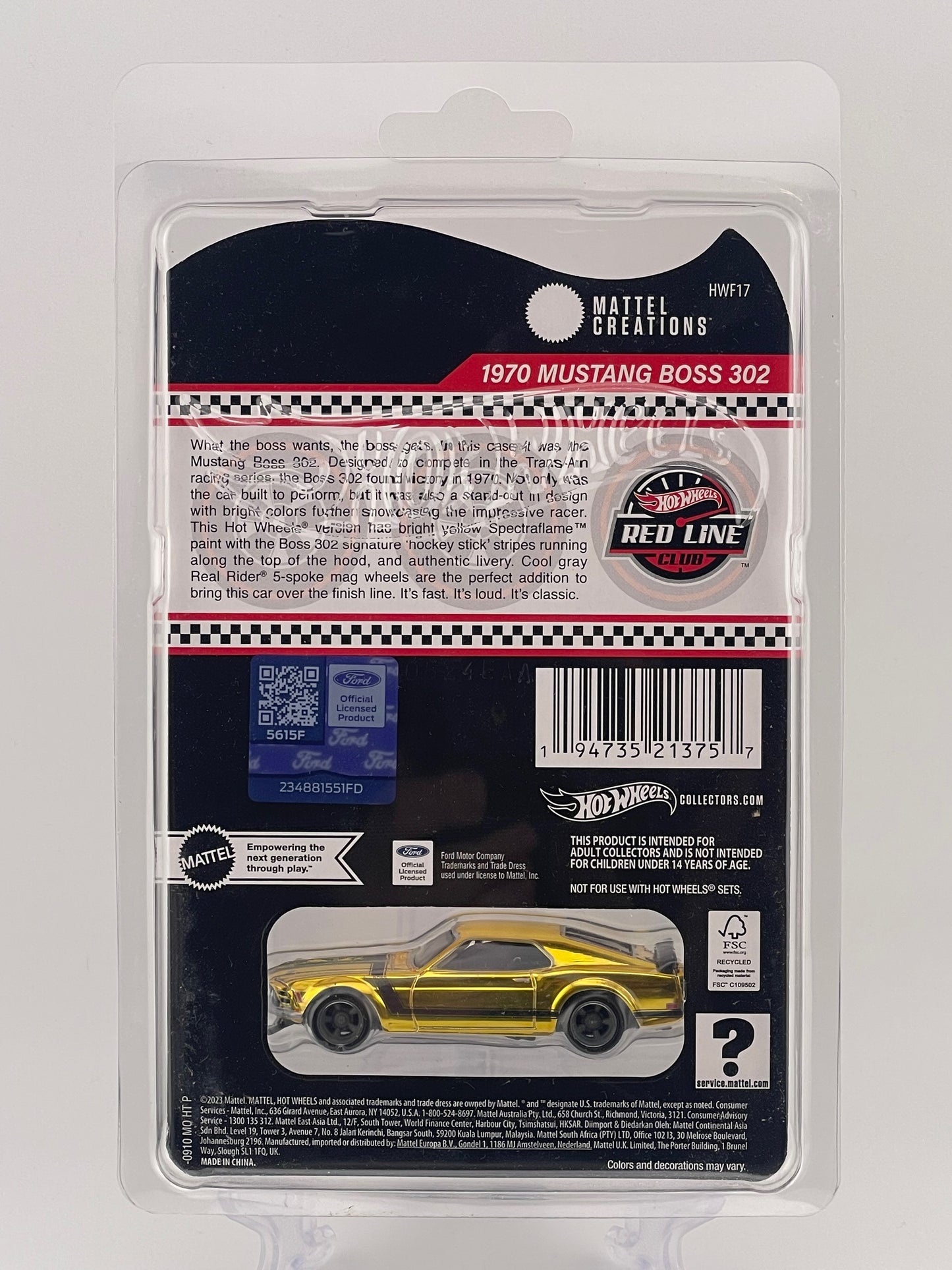 Hot Wheels RLC 1970 Ford Mustang Boss 302