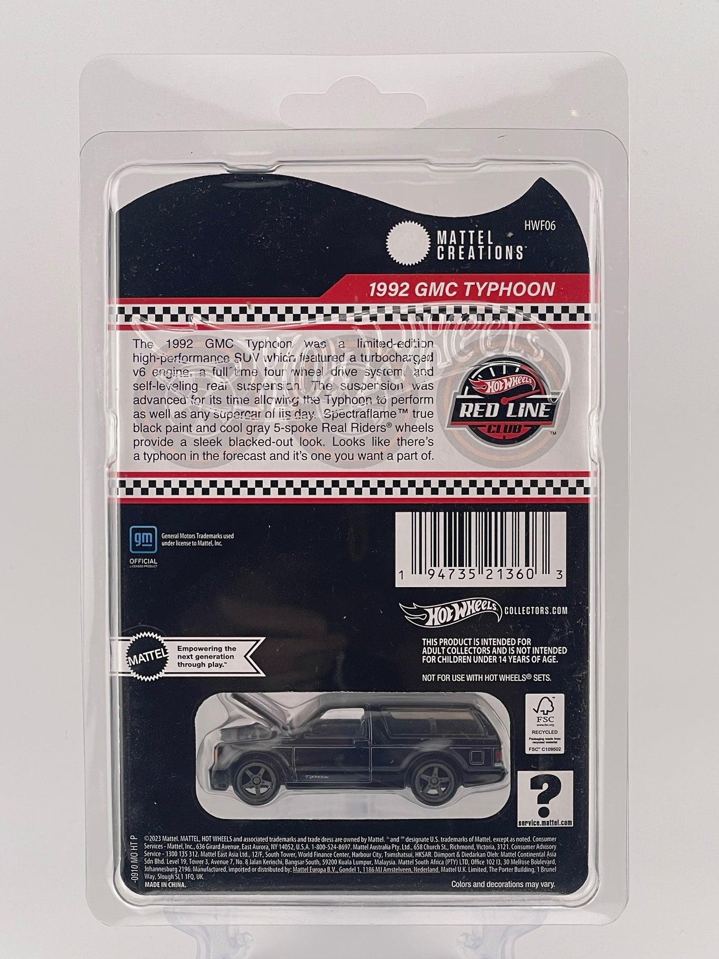 Hot Wheels RLC 1992 GMC Typhoon