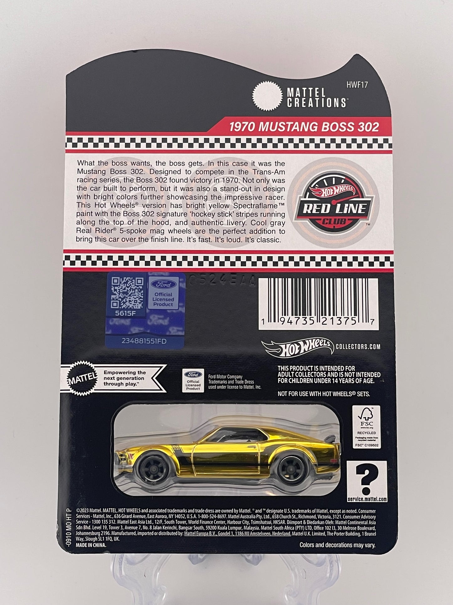 Hot Wheels RLC 1970 Ford Mustang Boss 302
