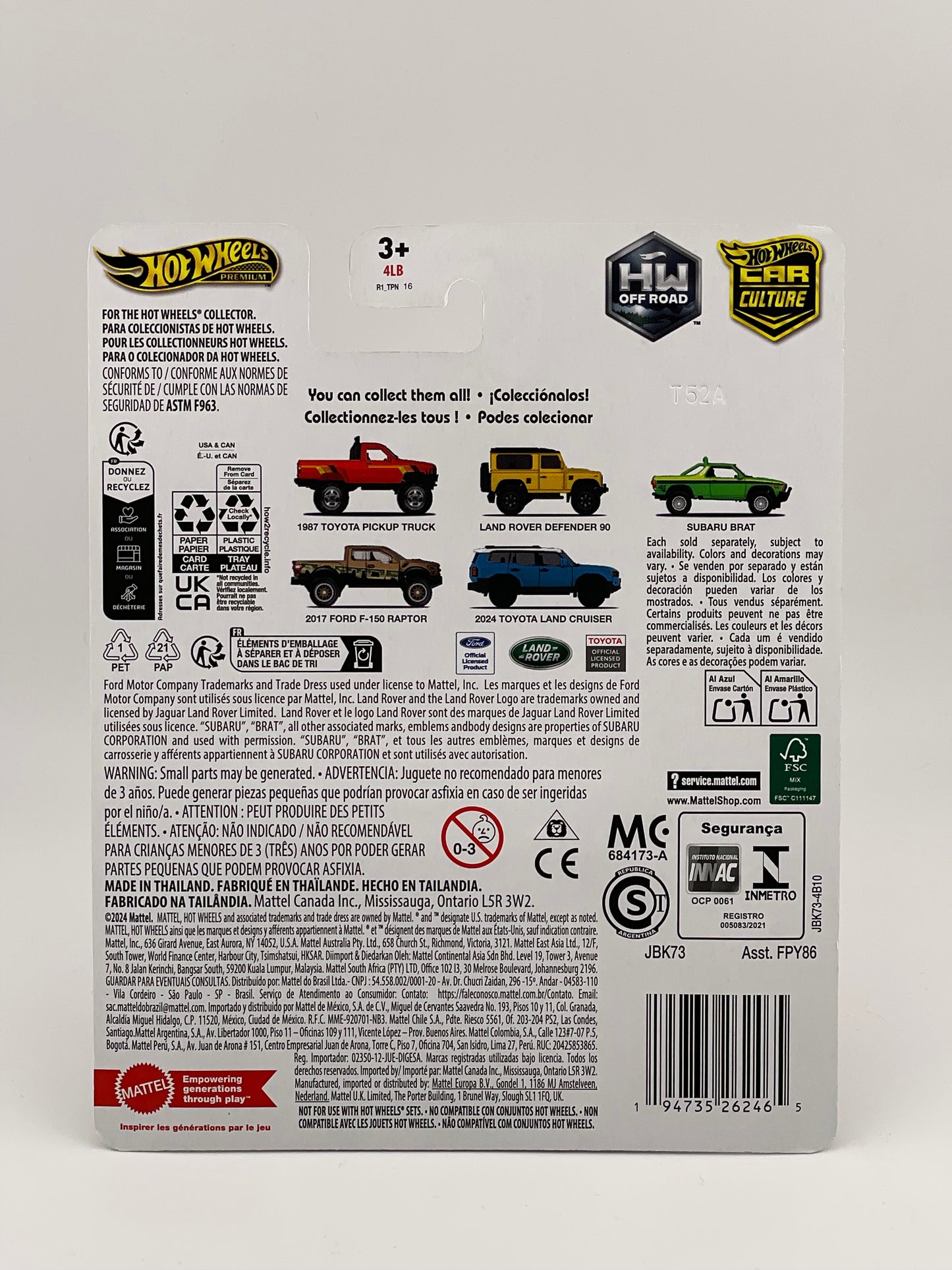 Hot Wheels Premium Car Culture HW Off Road 1/5 1987 Toyota Pickup Truck