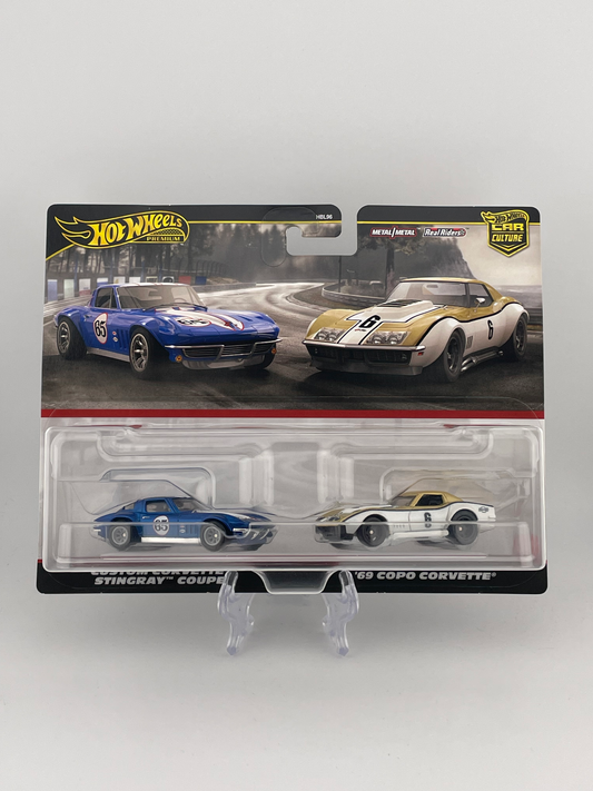 Hot Wheels Premium Car Culture Twin Pack Custom Corvette Stingray Coupe + '69 Copo Corvette