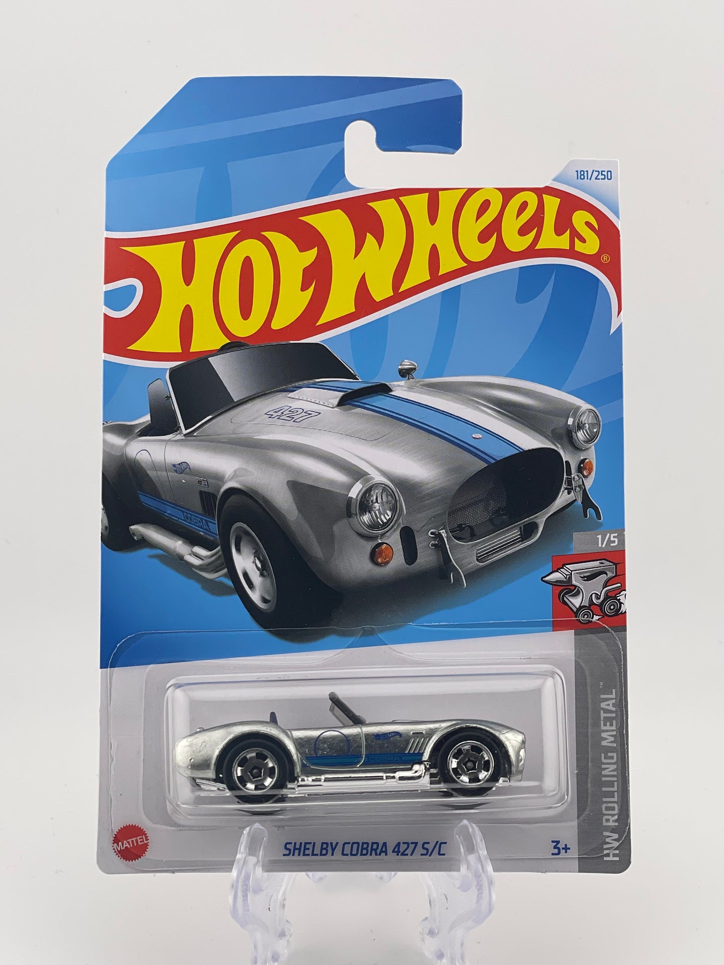 Hot Wheels Mainline Shelby Cobra 427 S/C HW Rolling Metal 1/5