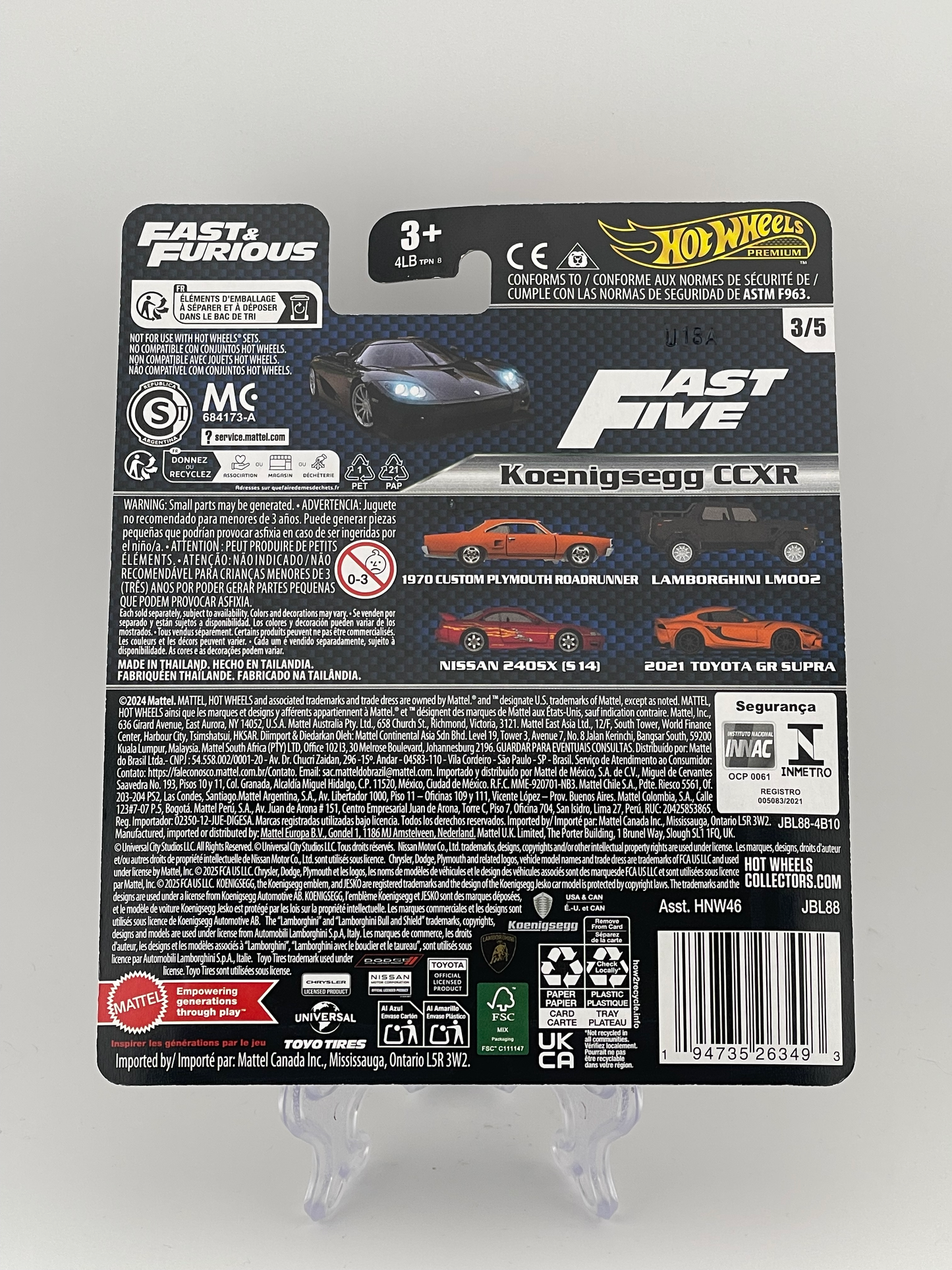 Hot Wheels Premium Fast & Furious 3/5 Koenigsegg CCXR
