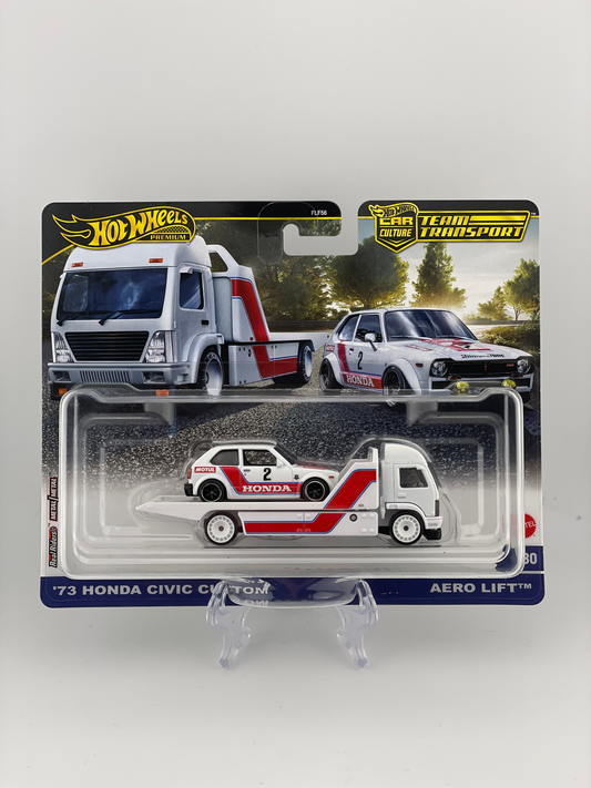 Hot Wheels Premium Car Culture Team Transport #80 '73 Honda Civic Custom + Aero Lift