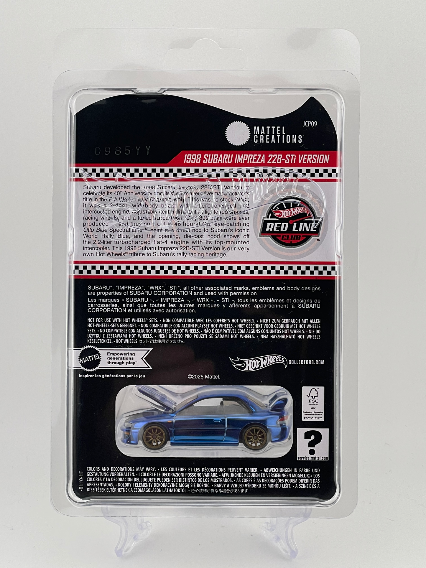 Hot Wheels RLC 1998 Subaru Impreza 22B-STi Version