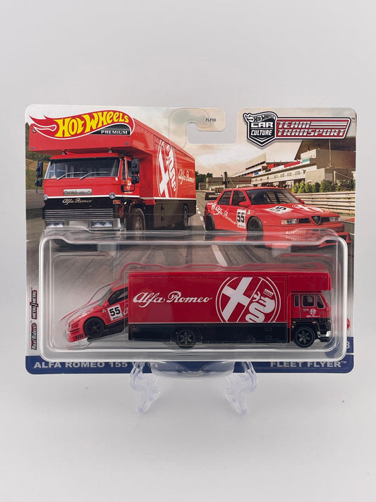 Hot Wheels Premium Car Culture Team Transport #53 Alfa Romeo 155 V6 Ti + Fleet Flyer