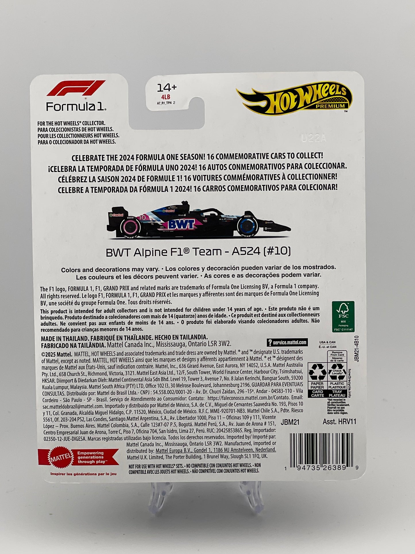 Hot Wheels Premium Formula 1 2024 BWT Alpine F1 Team - A524 (#10)