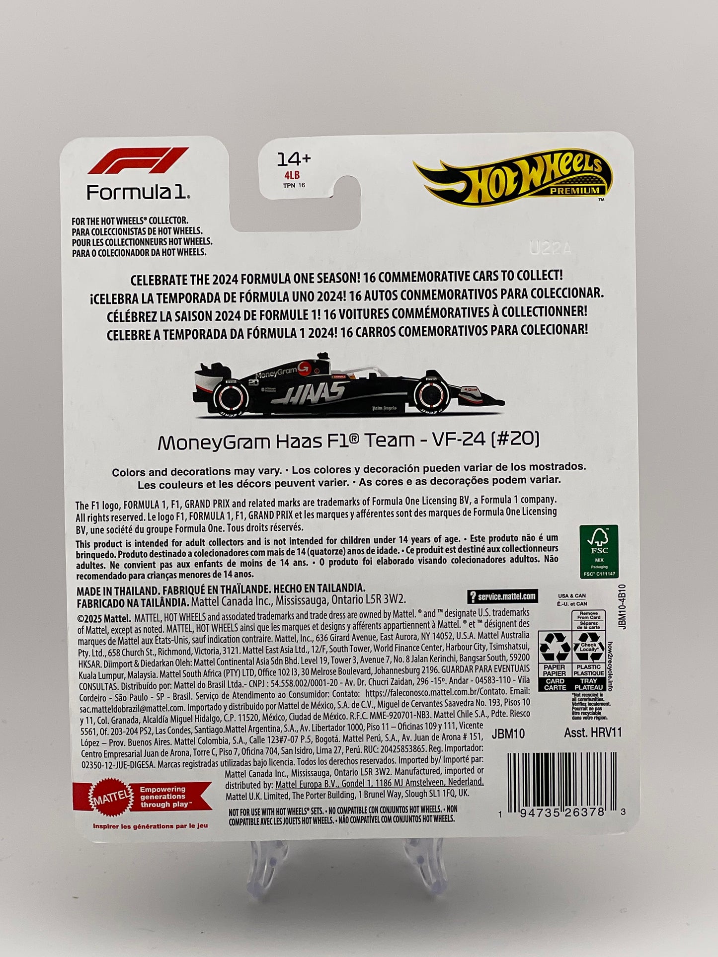 Hot Wheels Premium Formula 1 2024 MoneyGram Haas F1 Team - VF-24 (#20)
