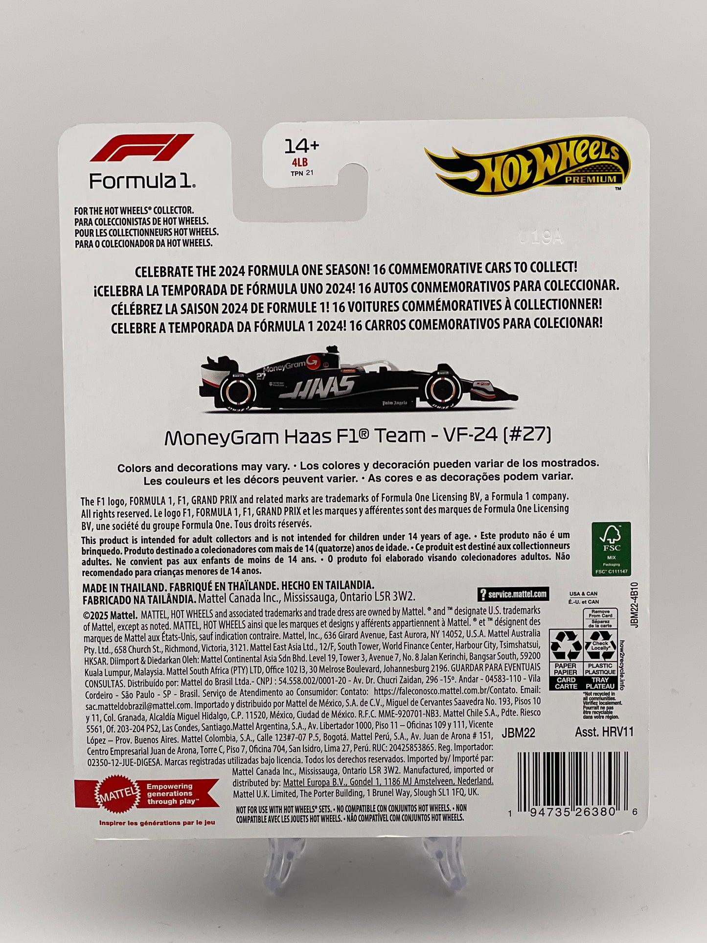 Hot Wheels Premium Formula 1 2024 MoneyGram Haas F1 Team - VF-24 (#27)