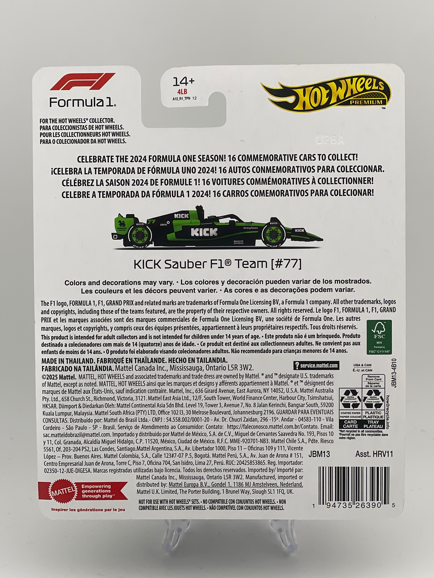Hot Wheels Premium Formula 1 2024 Kick Sauber F1 Team (#77)