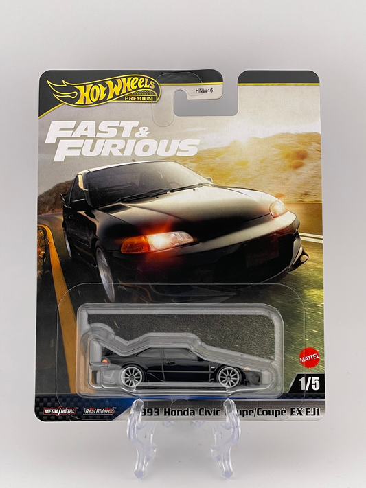 Hot Wheels Premium Fast & Furious 1/5 1993 Honda Civic Coupe/Coupé EX EJ1