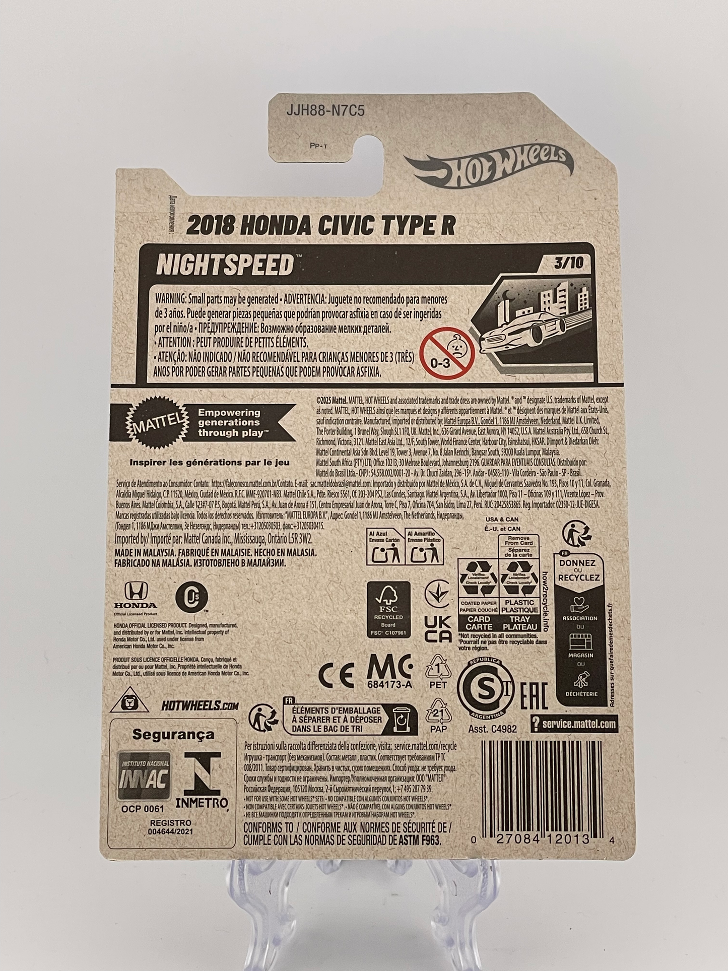 Hot Wheels Mainline 2018 Honda Civic Type R Night Speed 3/10