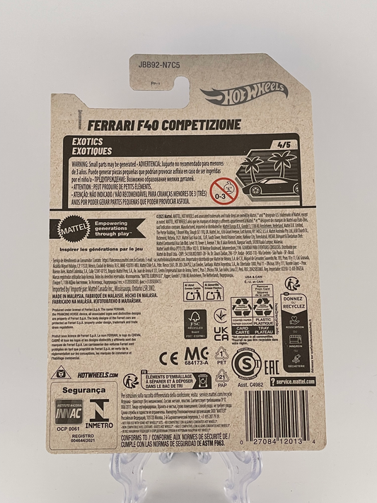 Hot Wheels Mainline Ferrari F40 Competizione Exotics 4/5