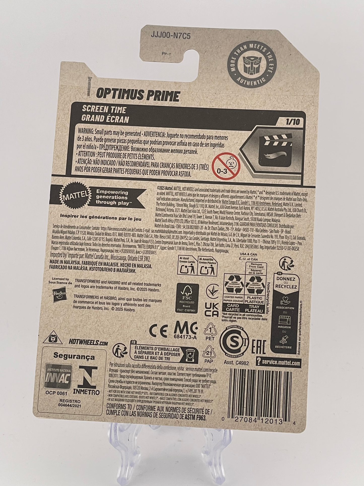 Hot Wheels Mainline Optimus Prime Screen Time 1/10