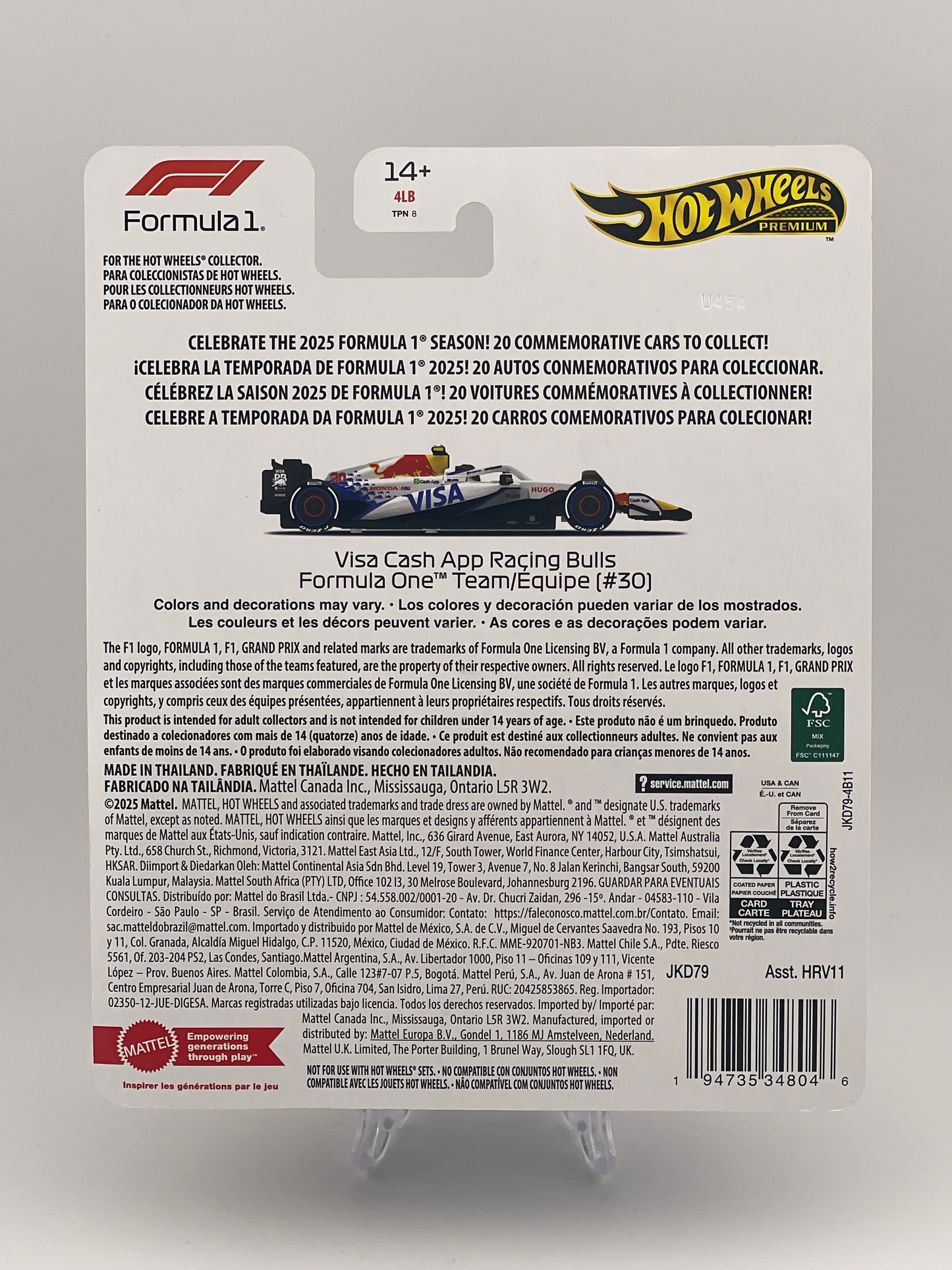 Hot Wheels Premium Formula 1 2025 Visa Cash App Racing Bulls Formula One Team (#30)