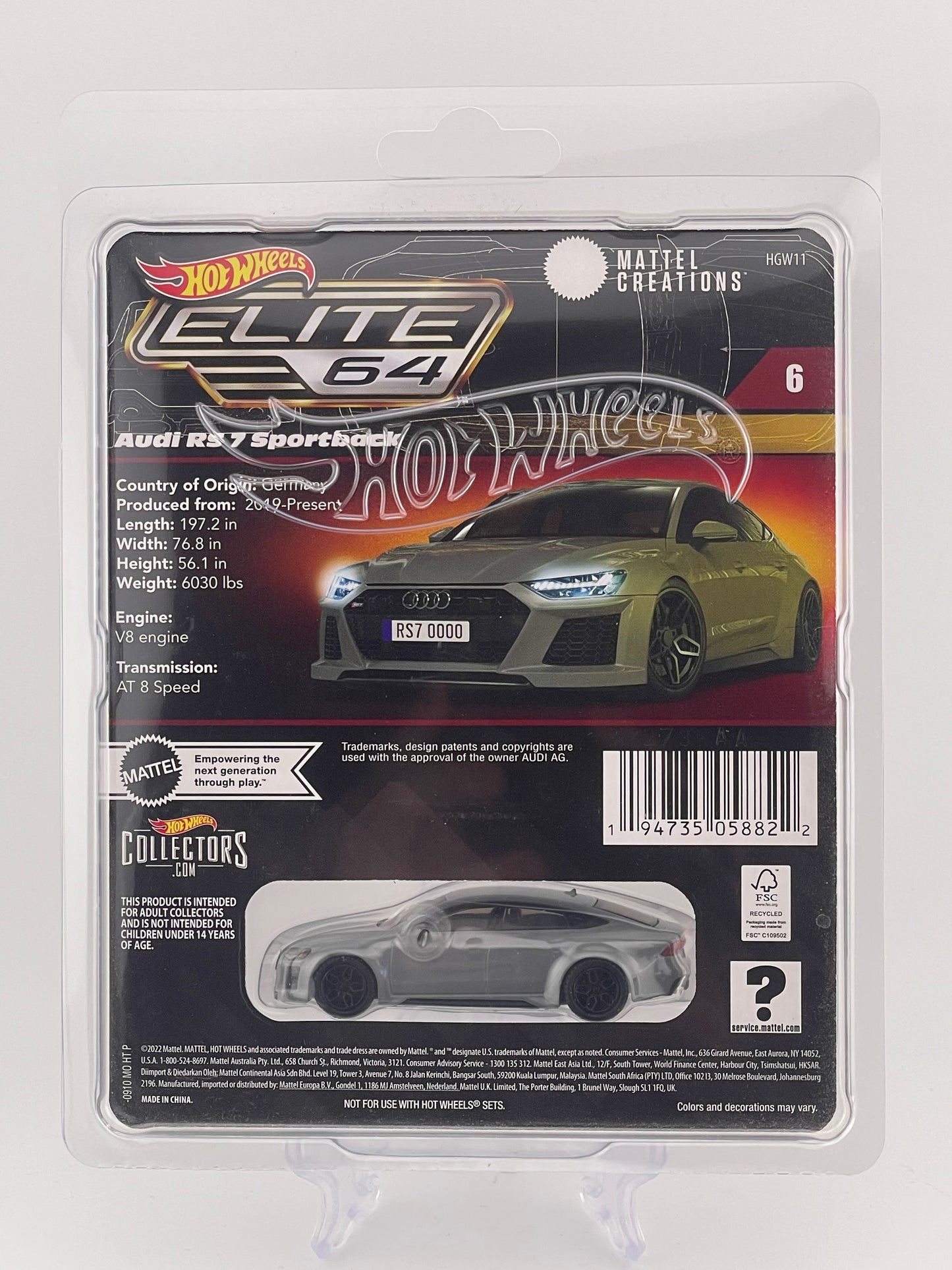 Hot Wheels Elite 64 #6 Audi RS7 Sportback