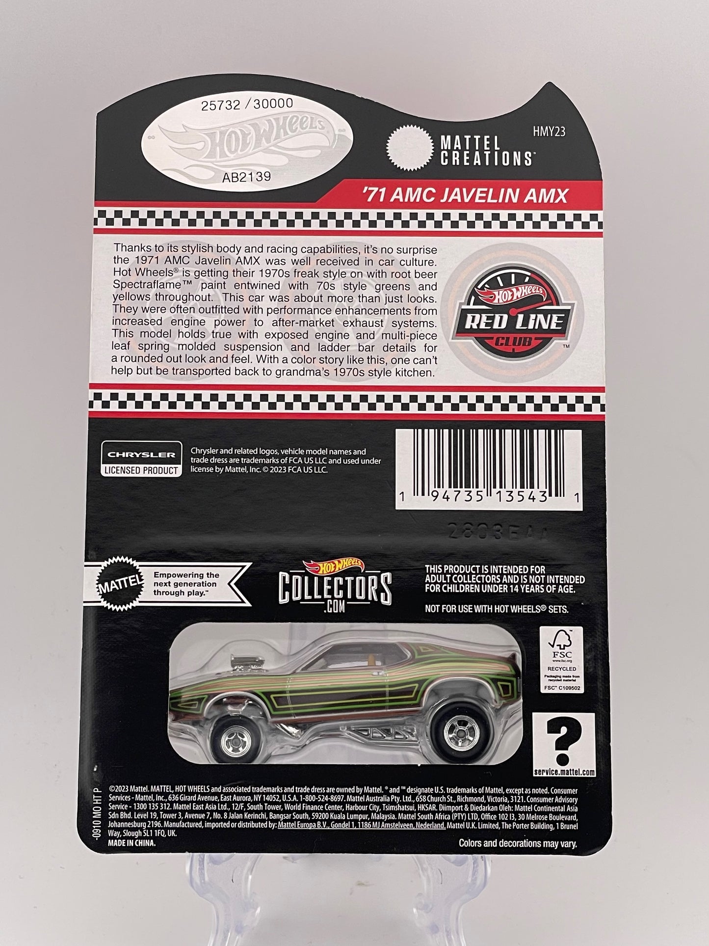 Hot Wheels RLC '71 AMC Javelin AMX #25732/30000
