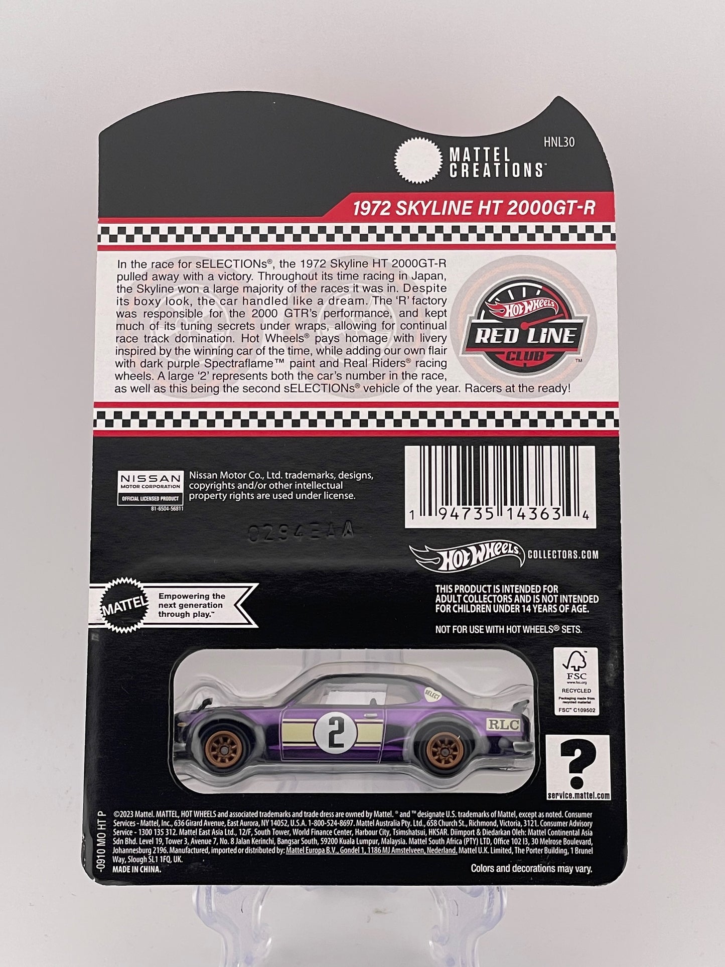 Hot Wheels RLC 2023 sELECTIONS Car 1972 Skyline HT 2000 GT-R