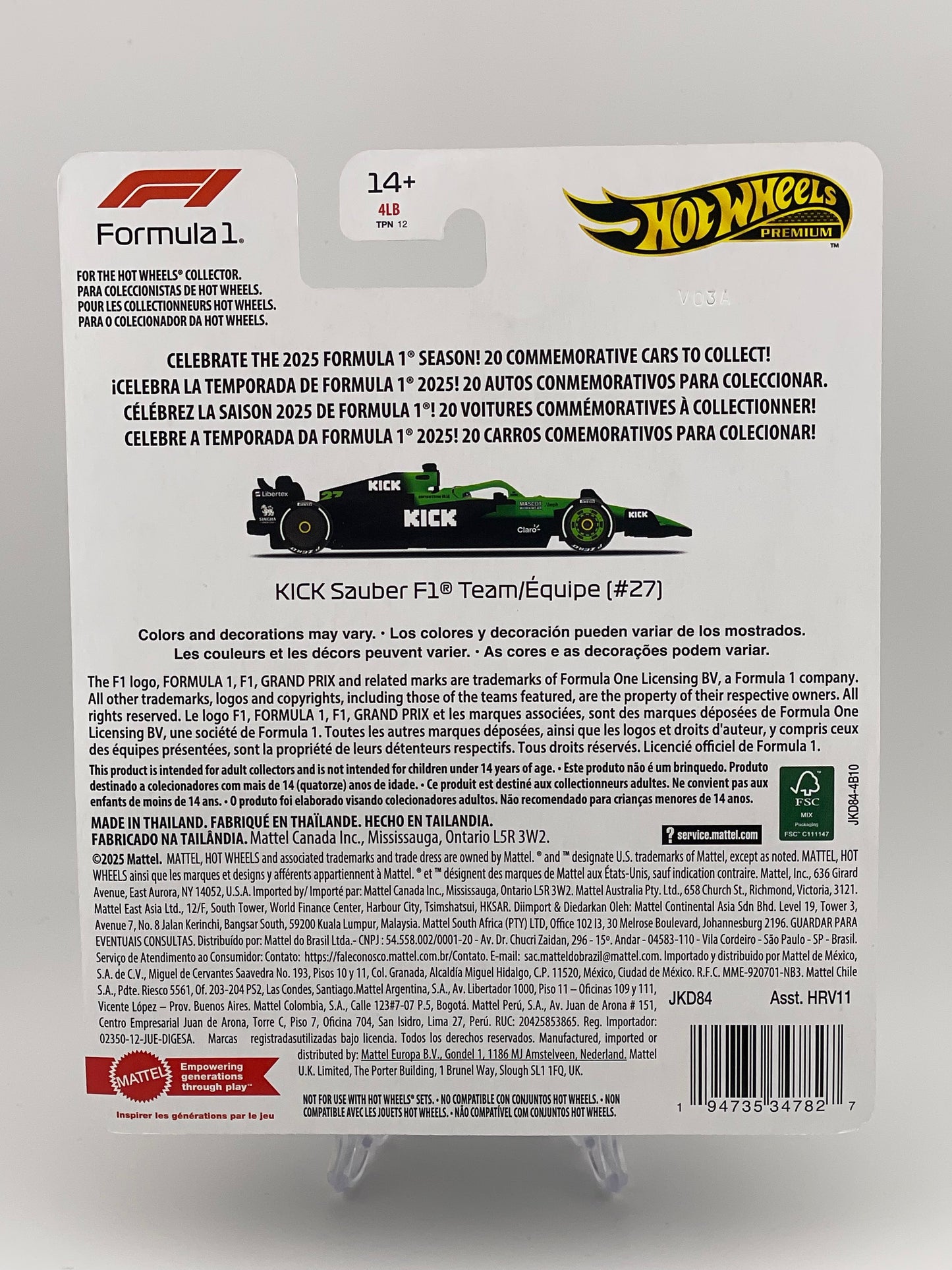 Hot Wheels Premium Formula 1 2025 Kick Sauber F1 Team (#27)