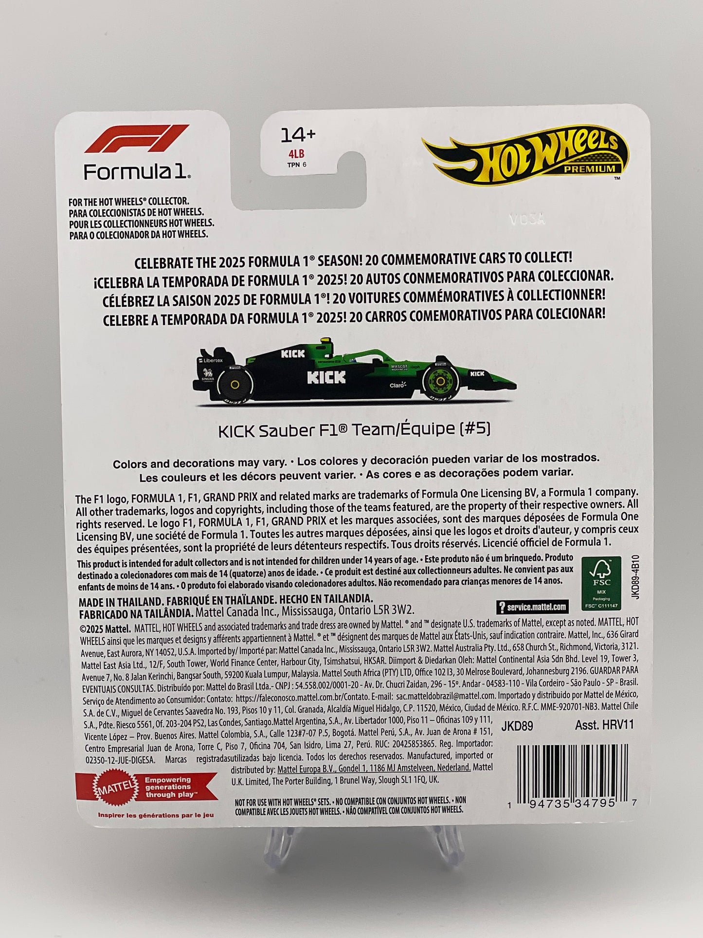 Hot Wheels Premium Formula 1 2025 Kick Sauber F1 Team (#5)