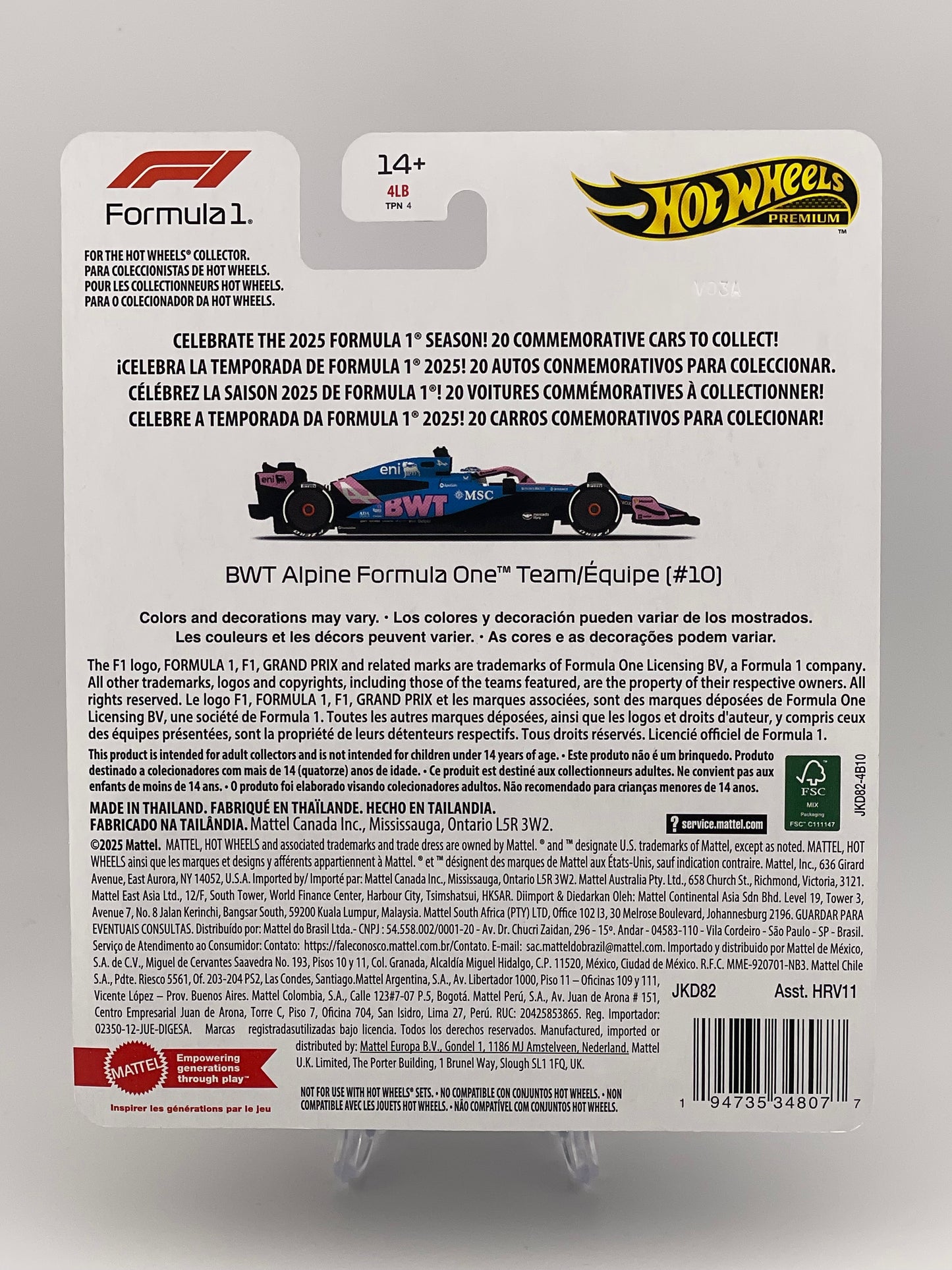 Hot Wheels Premium Formula 1 2025 BWT Alpine Formula One Team (#10)