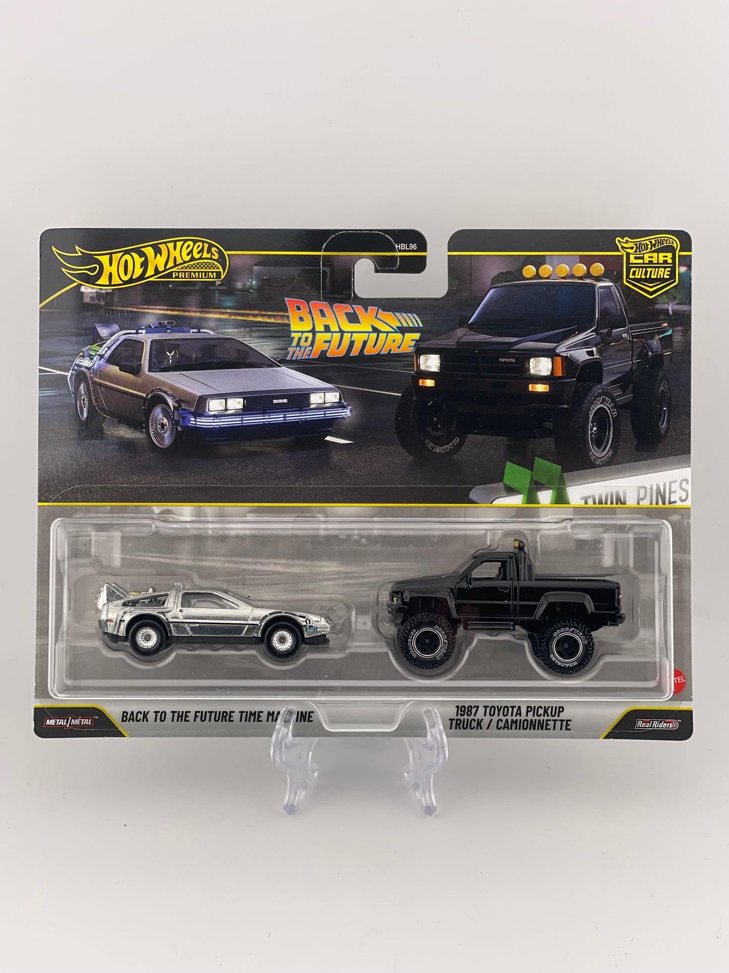 Hot Wheels Premium Car Culture Twin Pack Back To The Future Time Machine + 1987 Toyota Pickup Truck