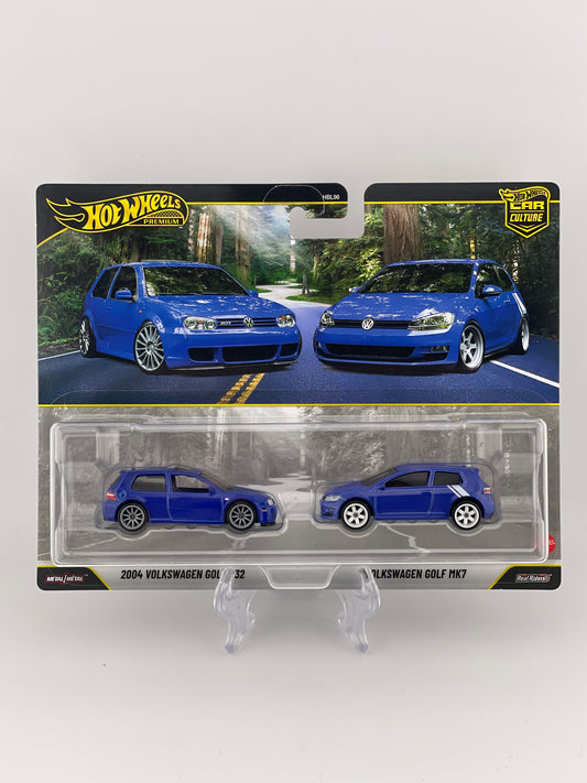 Hot Wheels Premium Car Culture Twin Pack 2004 Volkswagen Golf R32 + Volkswagen Golf MK7