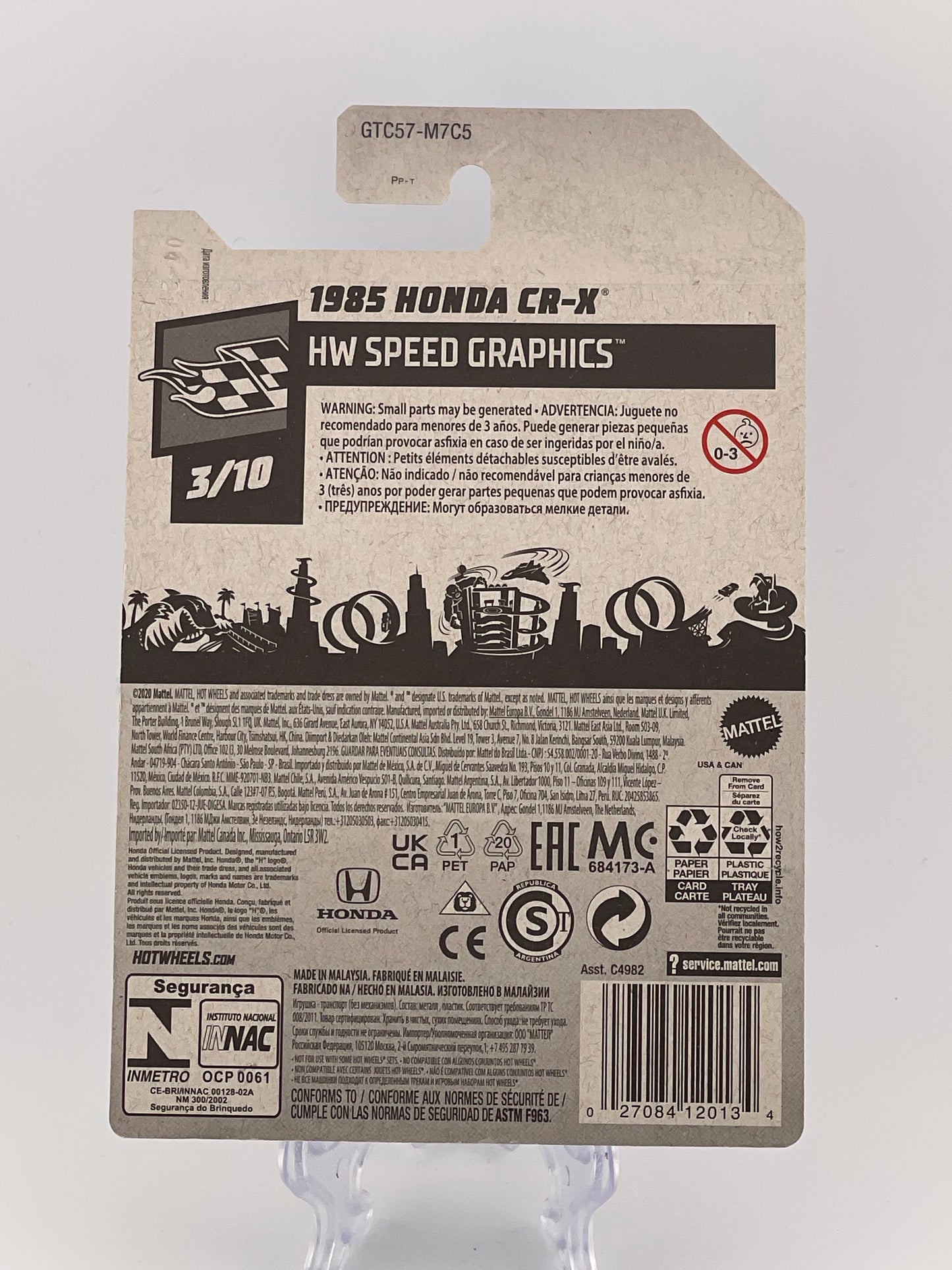 Hot Wheels Mainline 1985 Honda CR-X HW Speed Graphics 3/10