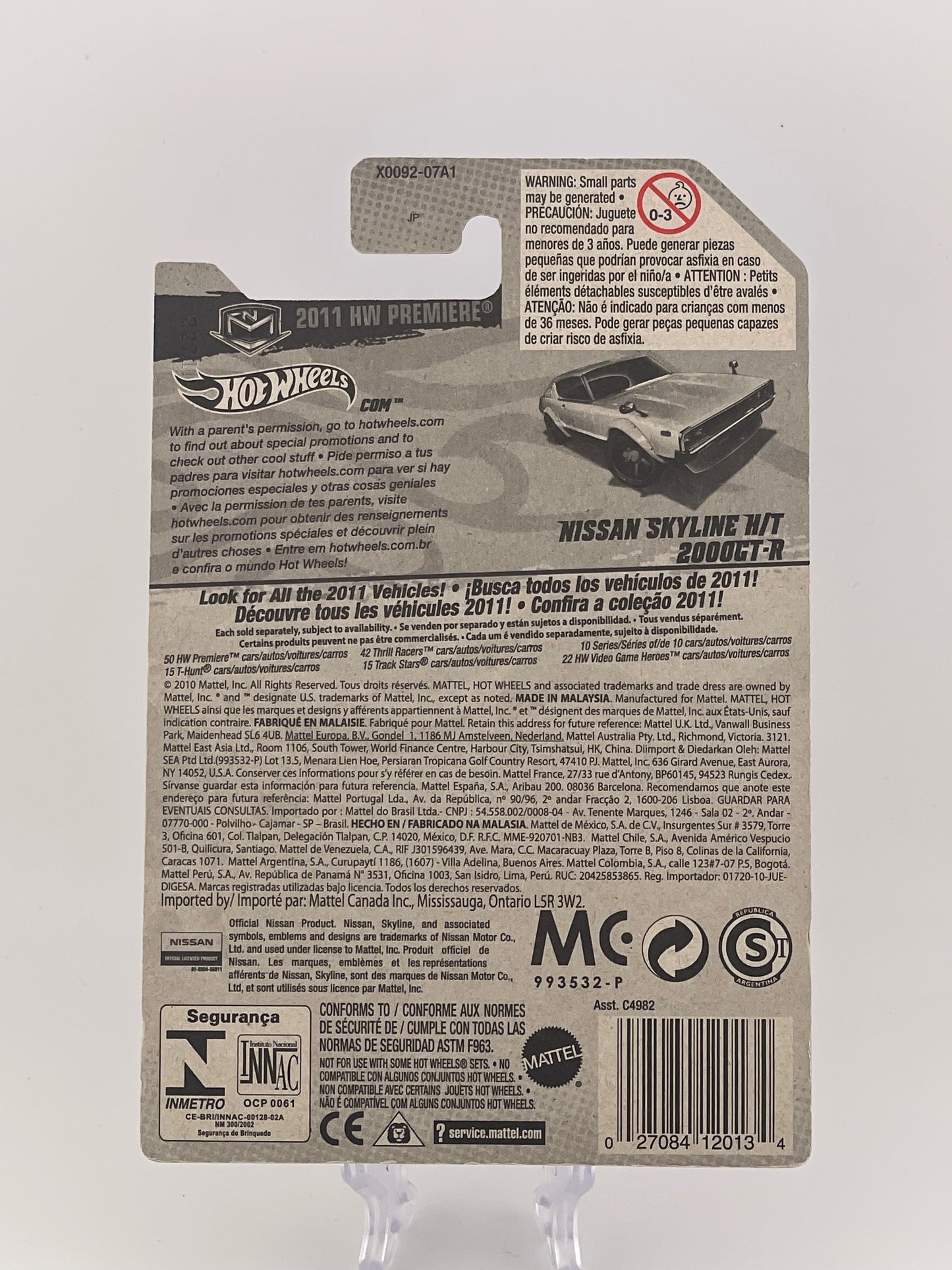 Hot Wheels Mainline Nissan Skyline 2000GT-R 2011 HW Premiere