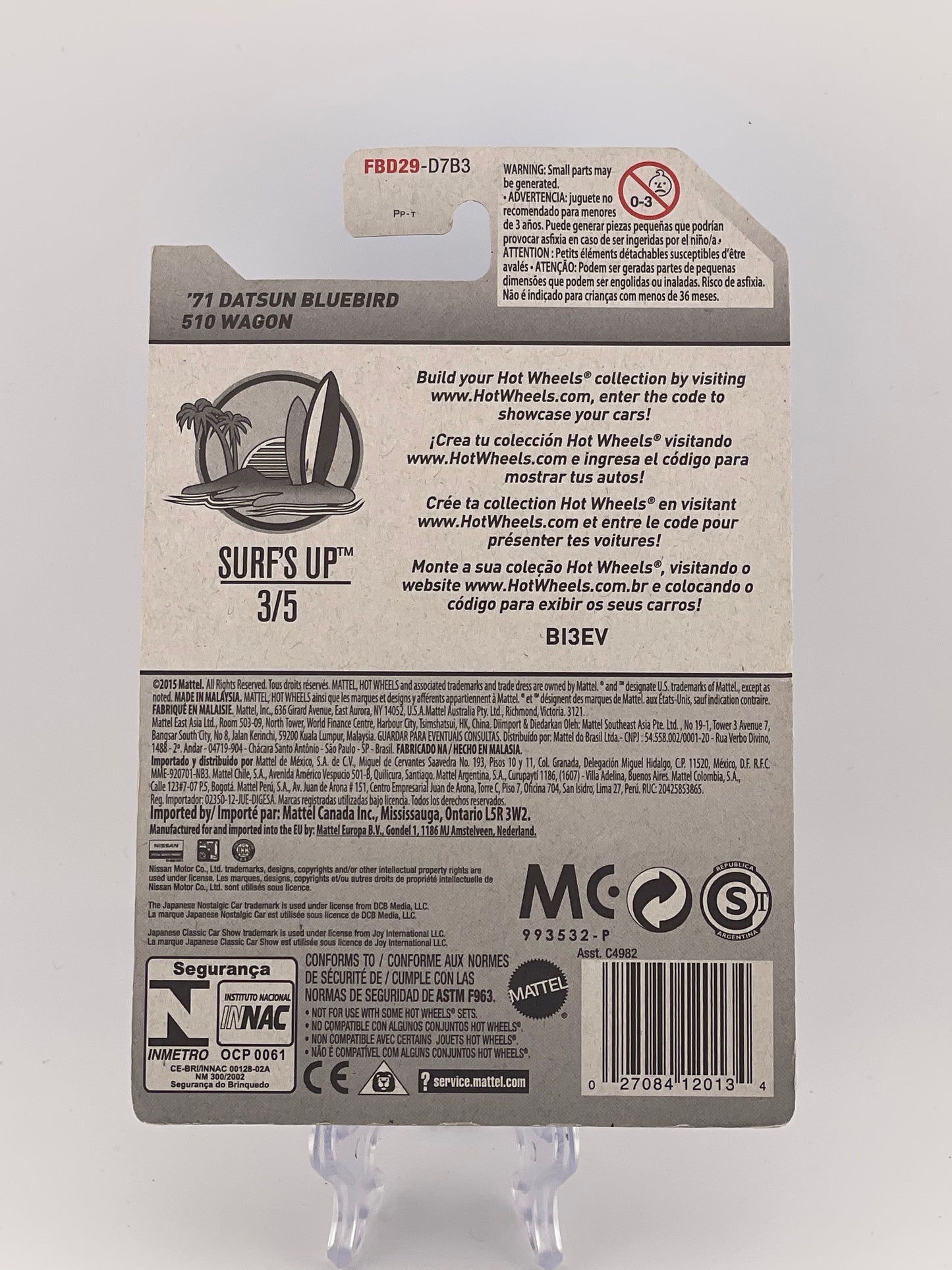 Hot Wheels Mainline '71 Datsun Bluebird 510 Wagon Surf's Up 3/5