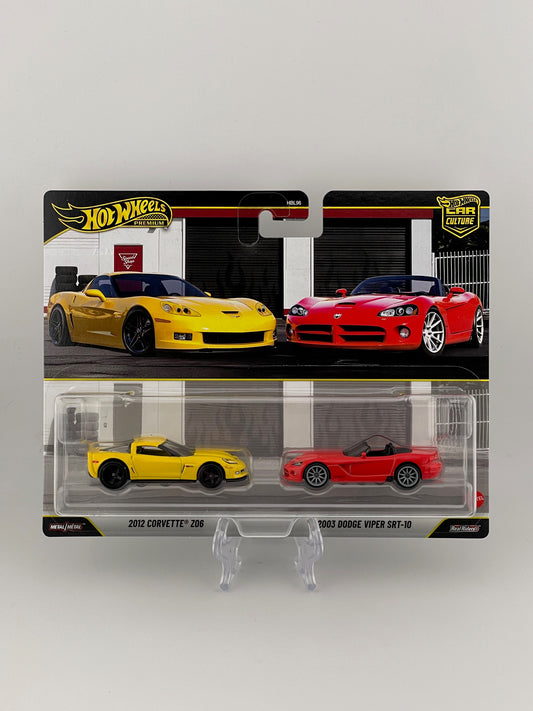 Hot Wheels Premium Car Culture Twin Pack 2012 Corvette Z06 + 2003 Dodge Viper SRT-10