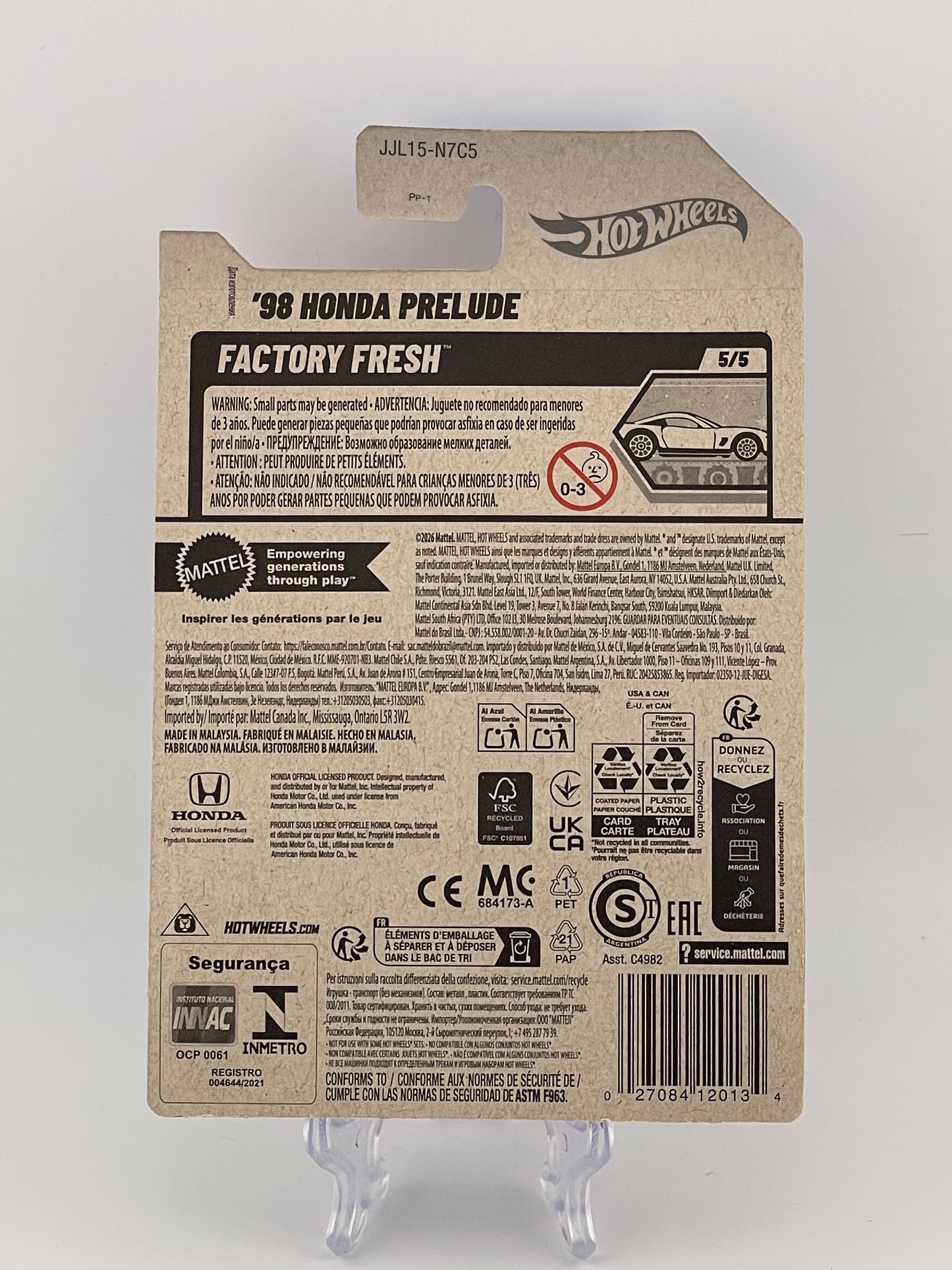 Hot Wheels Mainline '98 Honda Prelude Factory Fresh 5/5